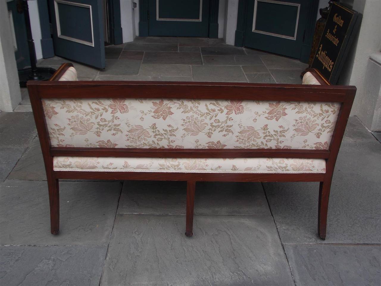 English Regency Stenciled and Gilt Tufted Upholstered Settee, Circa 1780 For Sale 3