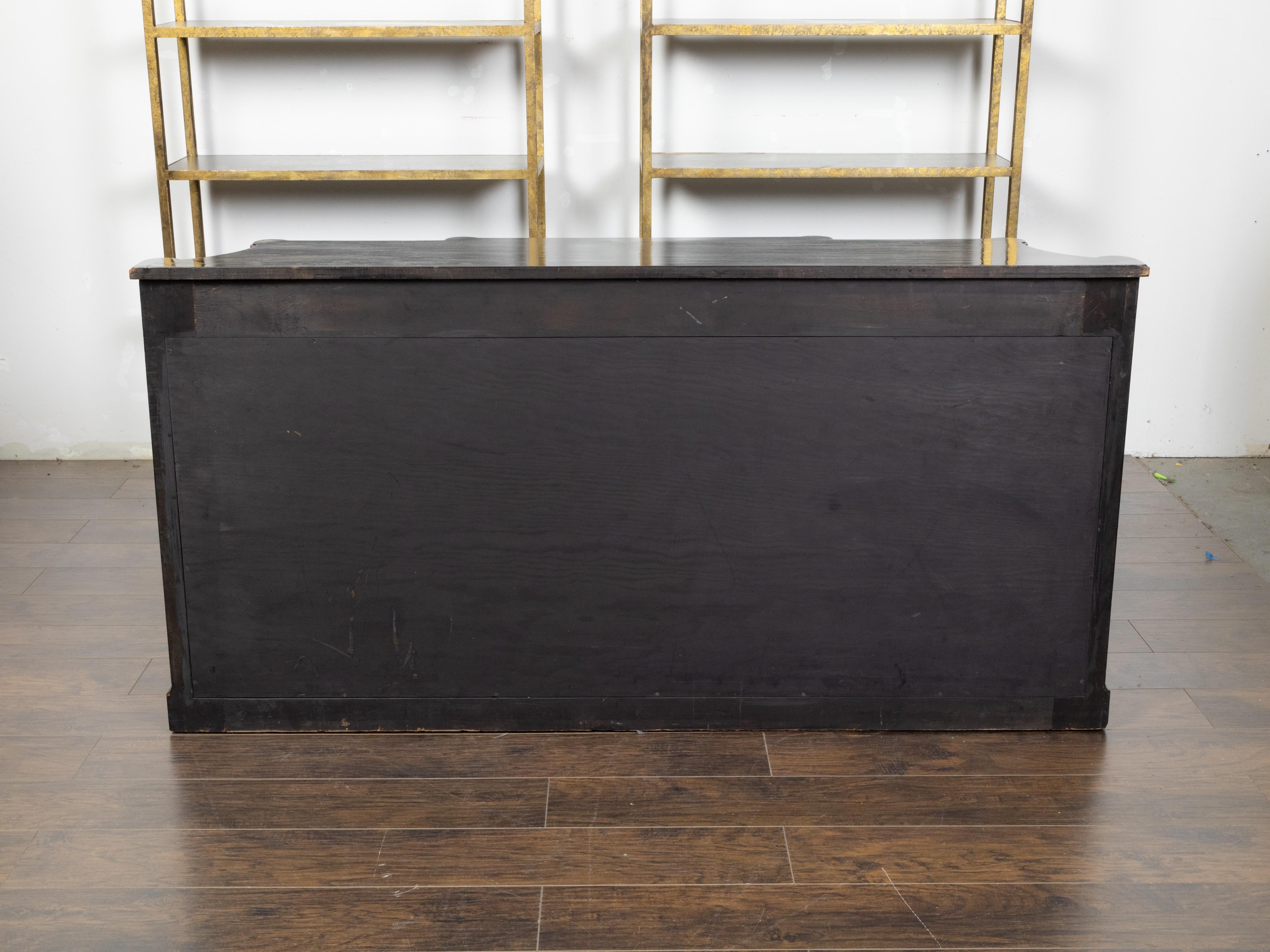 English Regency Style 1920s Gold and Black Ebonized Console Table with Mirror For Sale 2