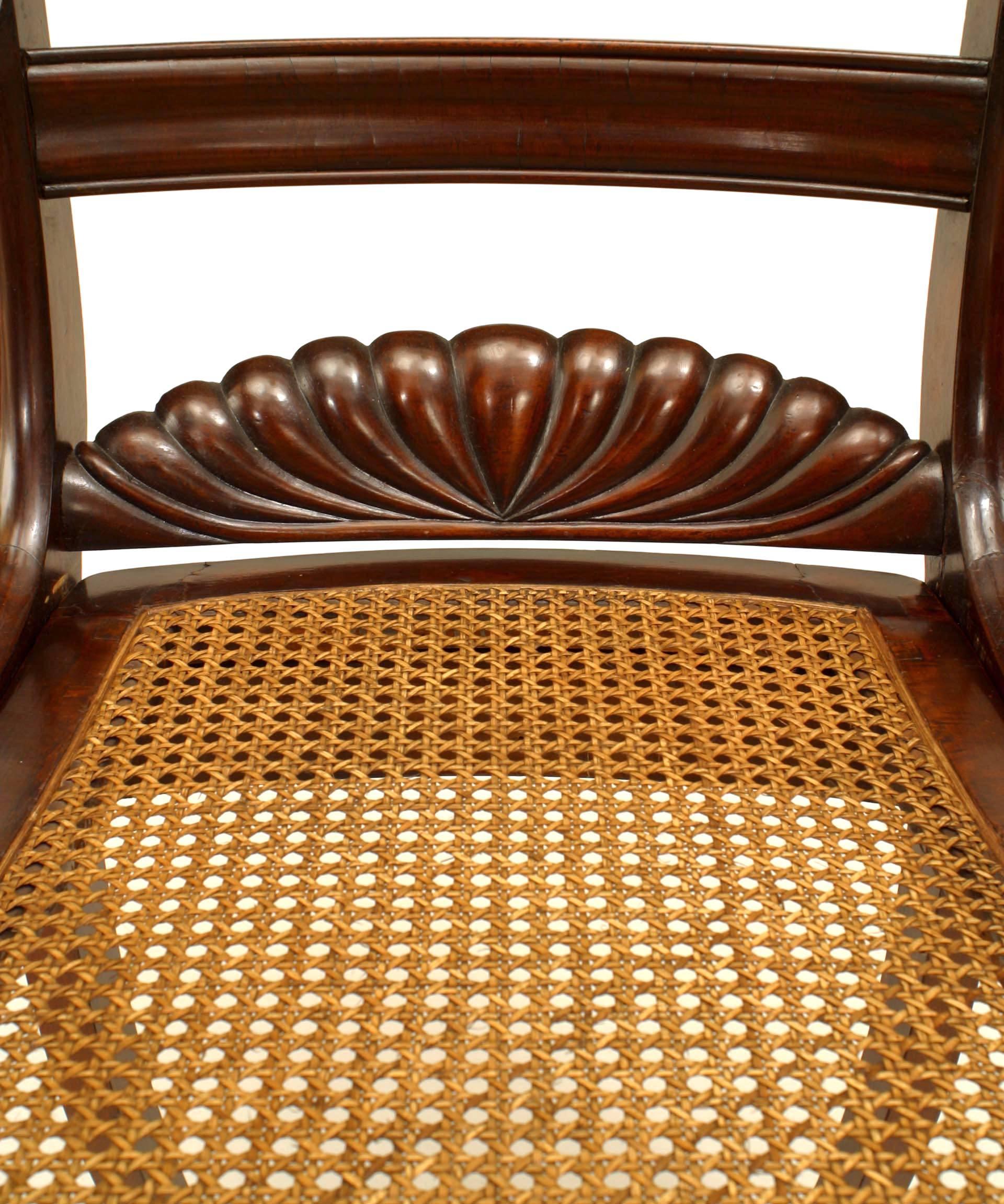 Hand-Carved English Regency Mahogany Arm Chair