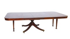 English Regency Style 19th Century Mahogany and Fruitwood Inlaid Pedestal Table