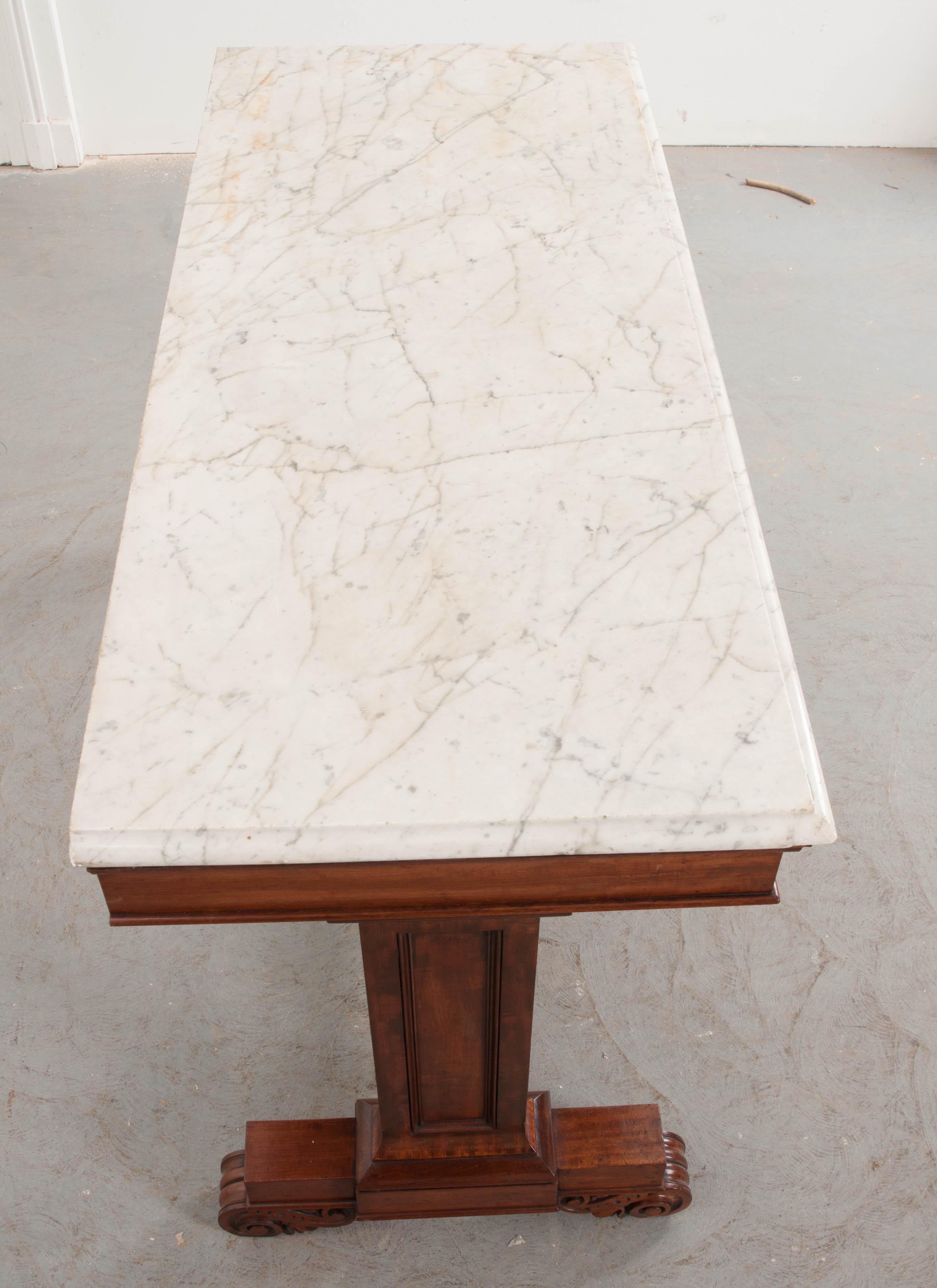 English Regency Style 19th Century Mahogany Marble-Top Console 3