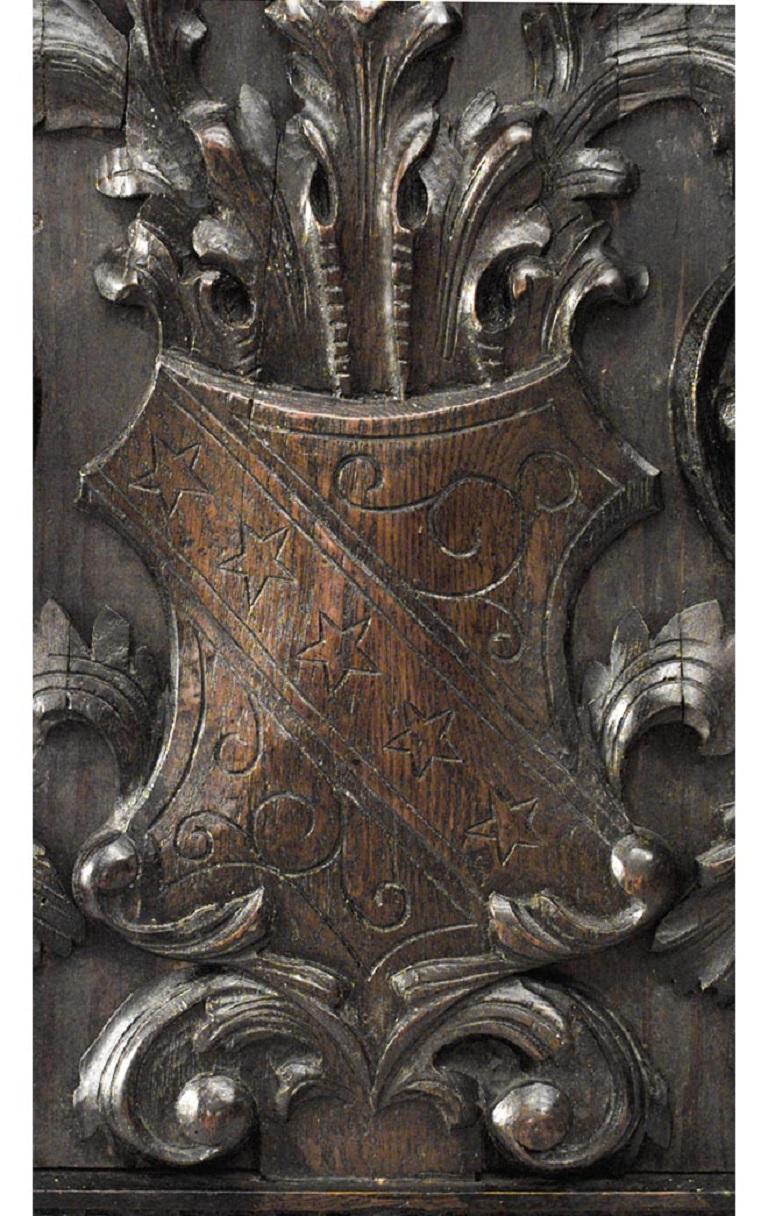 English Regency Style 19th Century Carved Oak 2-Fold Screen 3