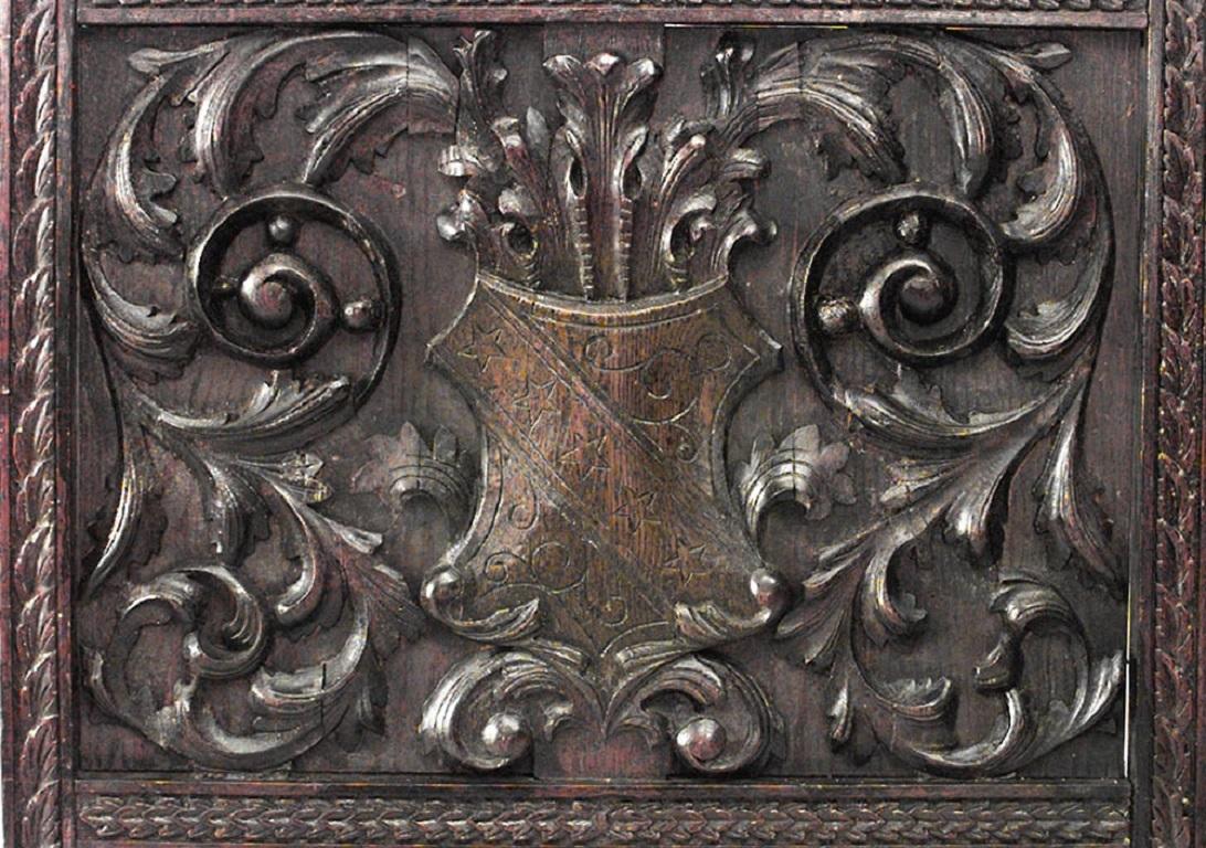 English Regency Style 19th Century Carved Oak 2-Fold Screen 4
