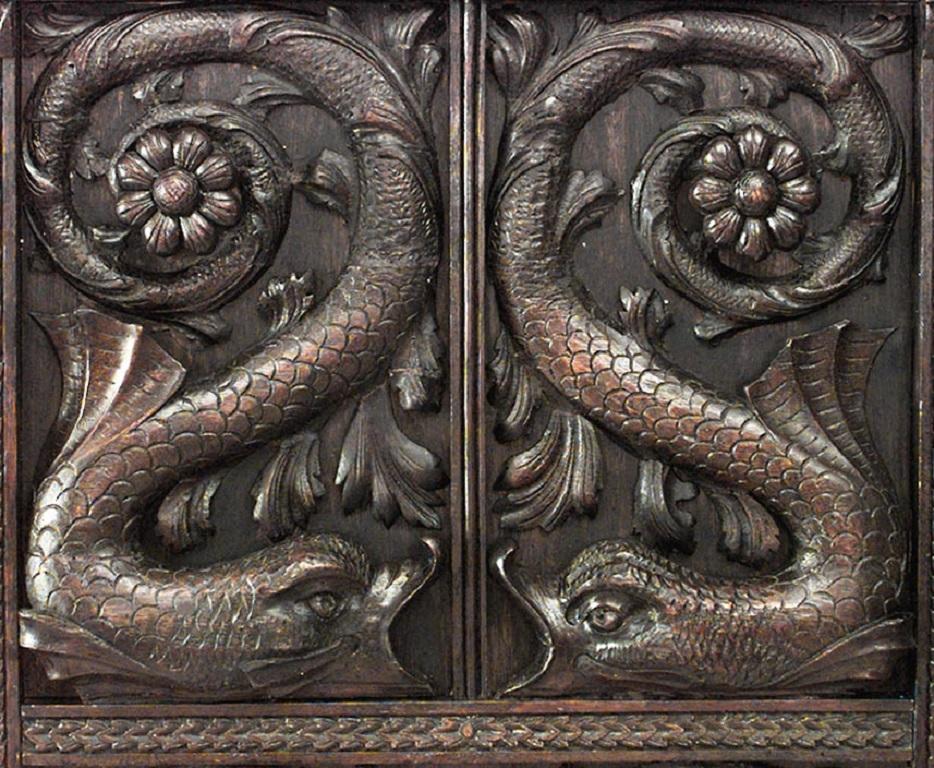 English Regency Style 19th Century Carved Oak 2-Fold Screen 5