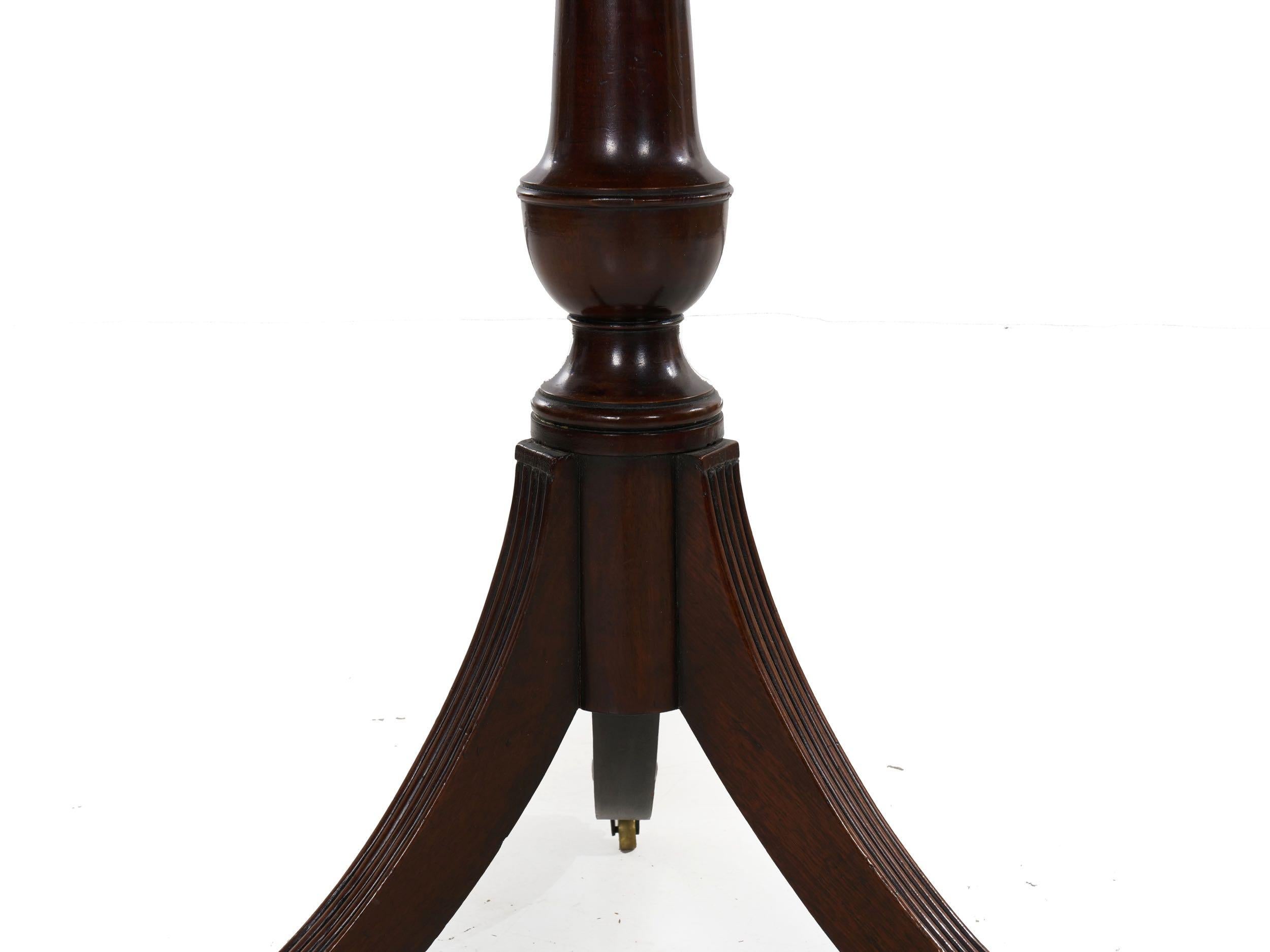 English Regency Style Antique Mahogany and Leather Drum-Top Accent Table 7
