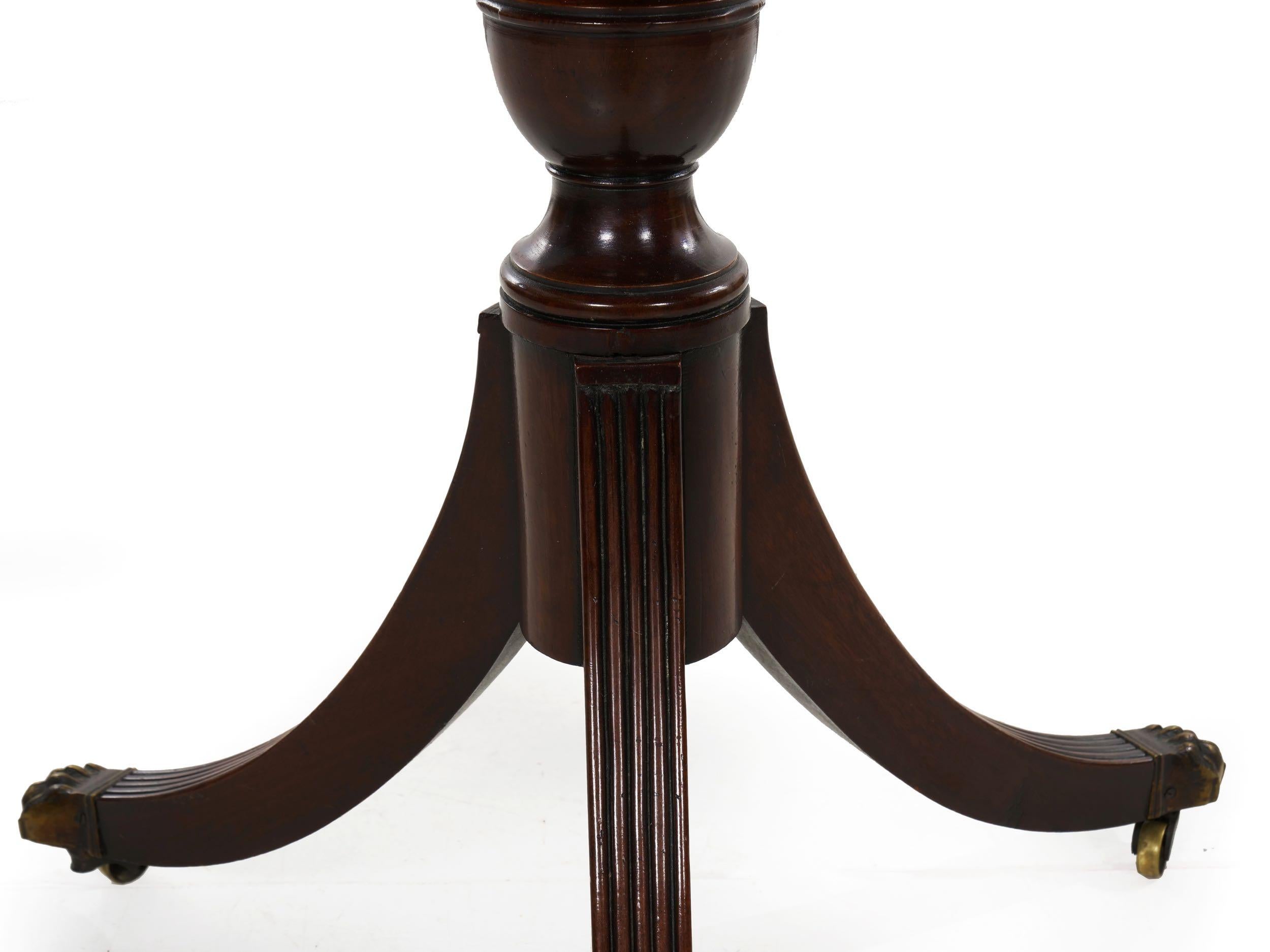 English Regency Style Antique Mahogany and Leather Drum-Top Accent Table 9