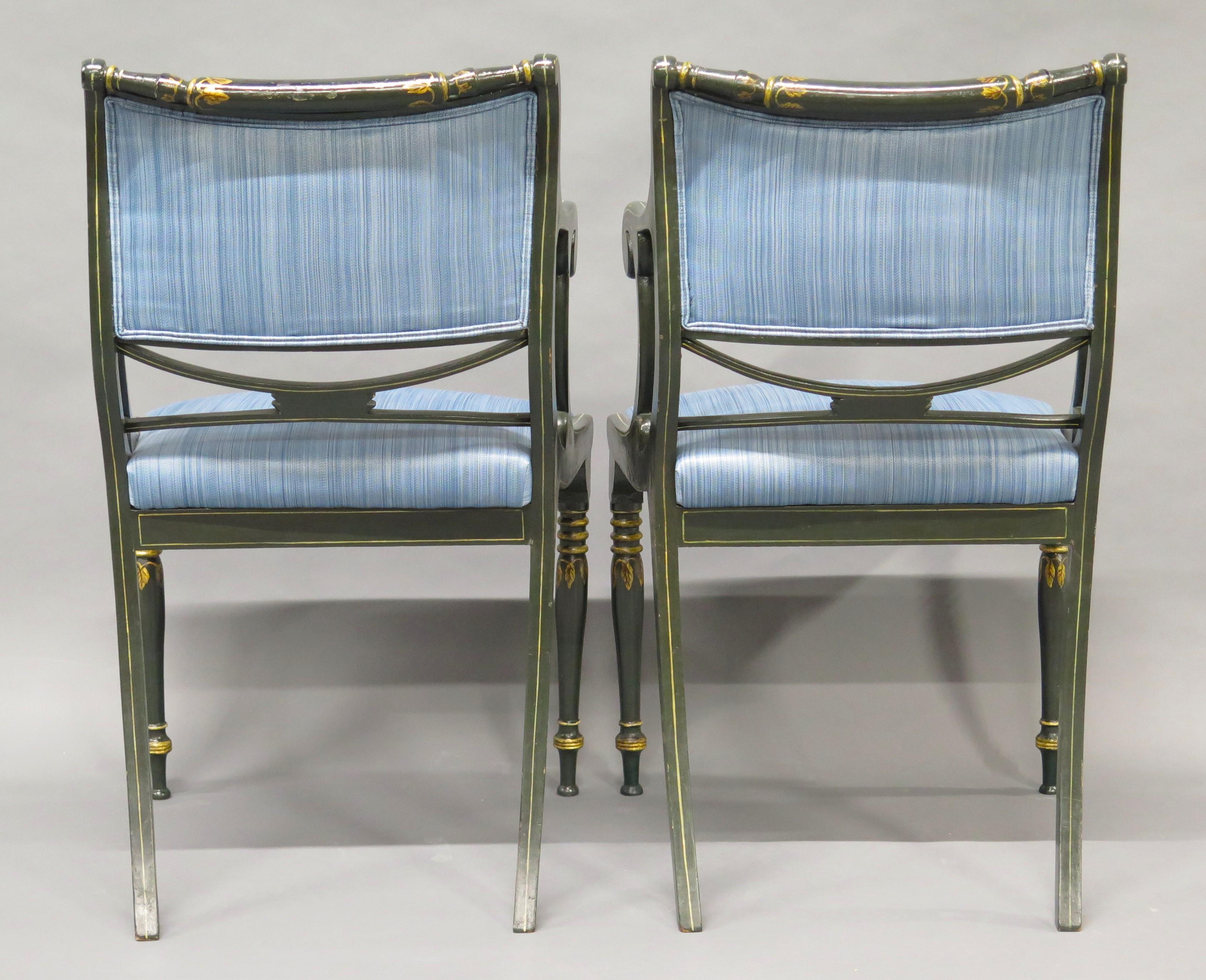 English Regency Style Armchairs In Good Condition For Sale In Dallas, TX