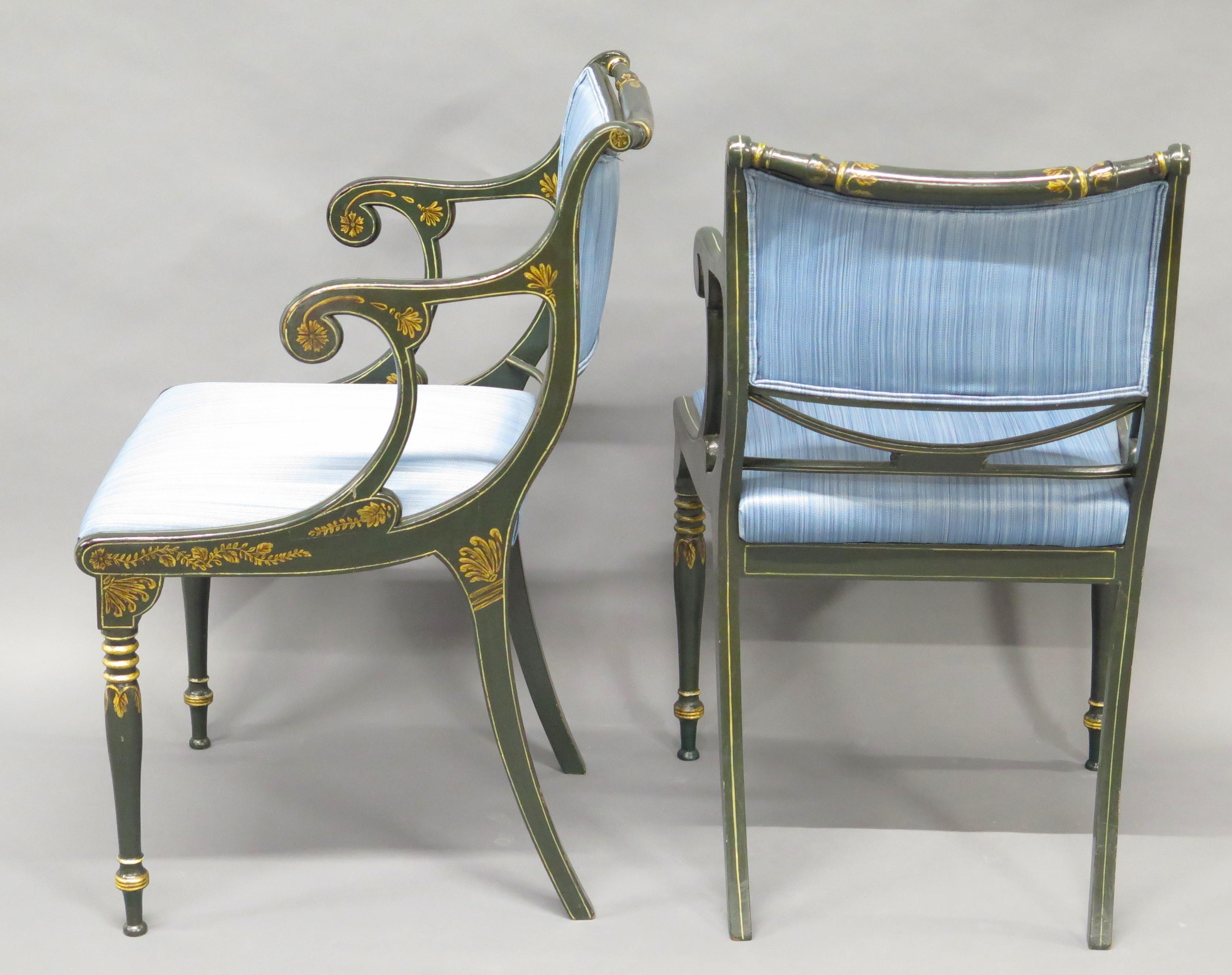 20th Century English Regency Style Armchairs For Sale