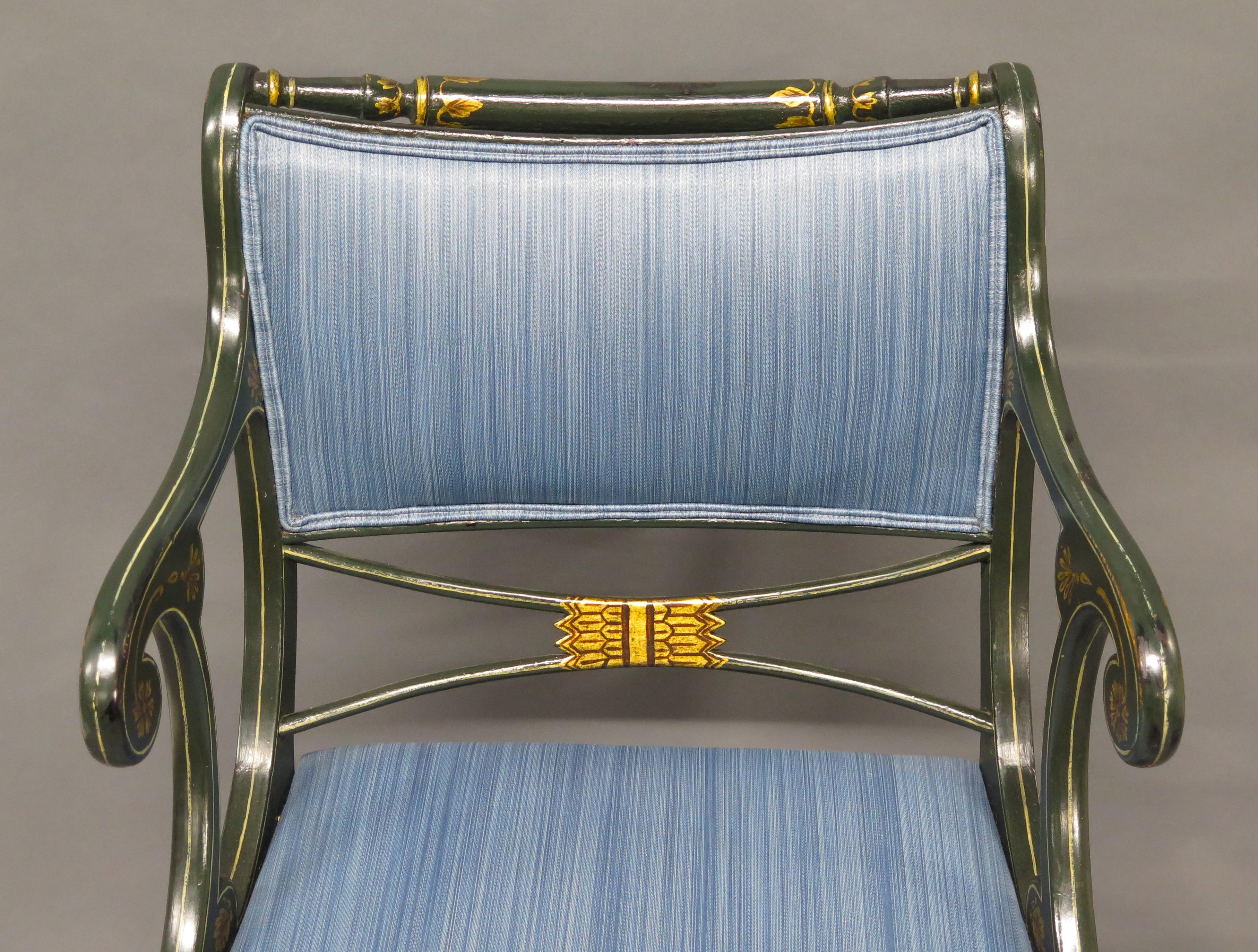 Gold English Regency Style Armchairs For Sale