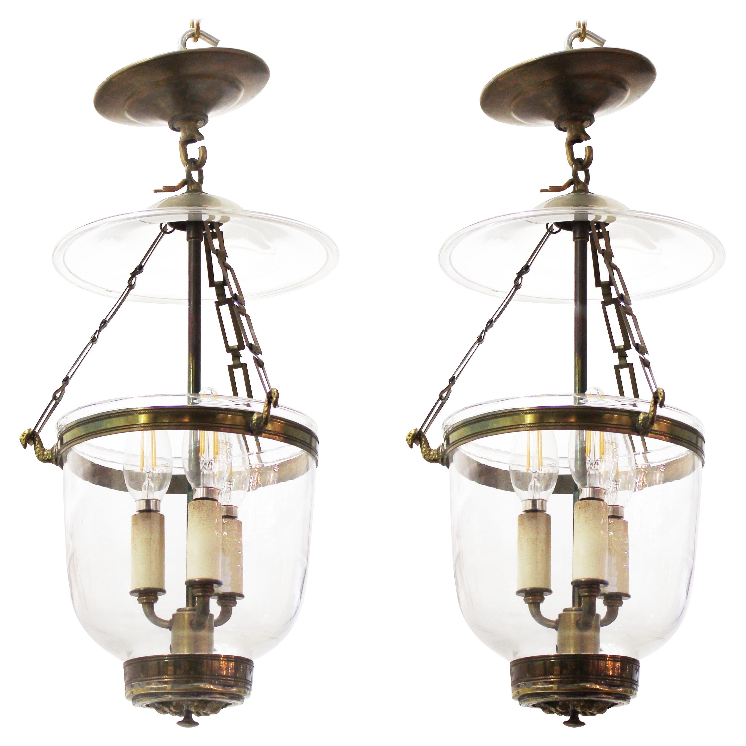 English Regency Style Bell Jar Lanterns