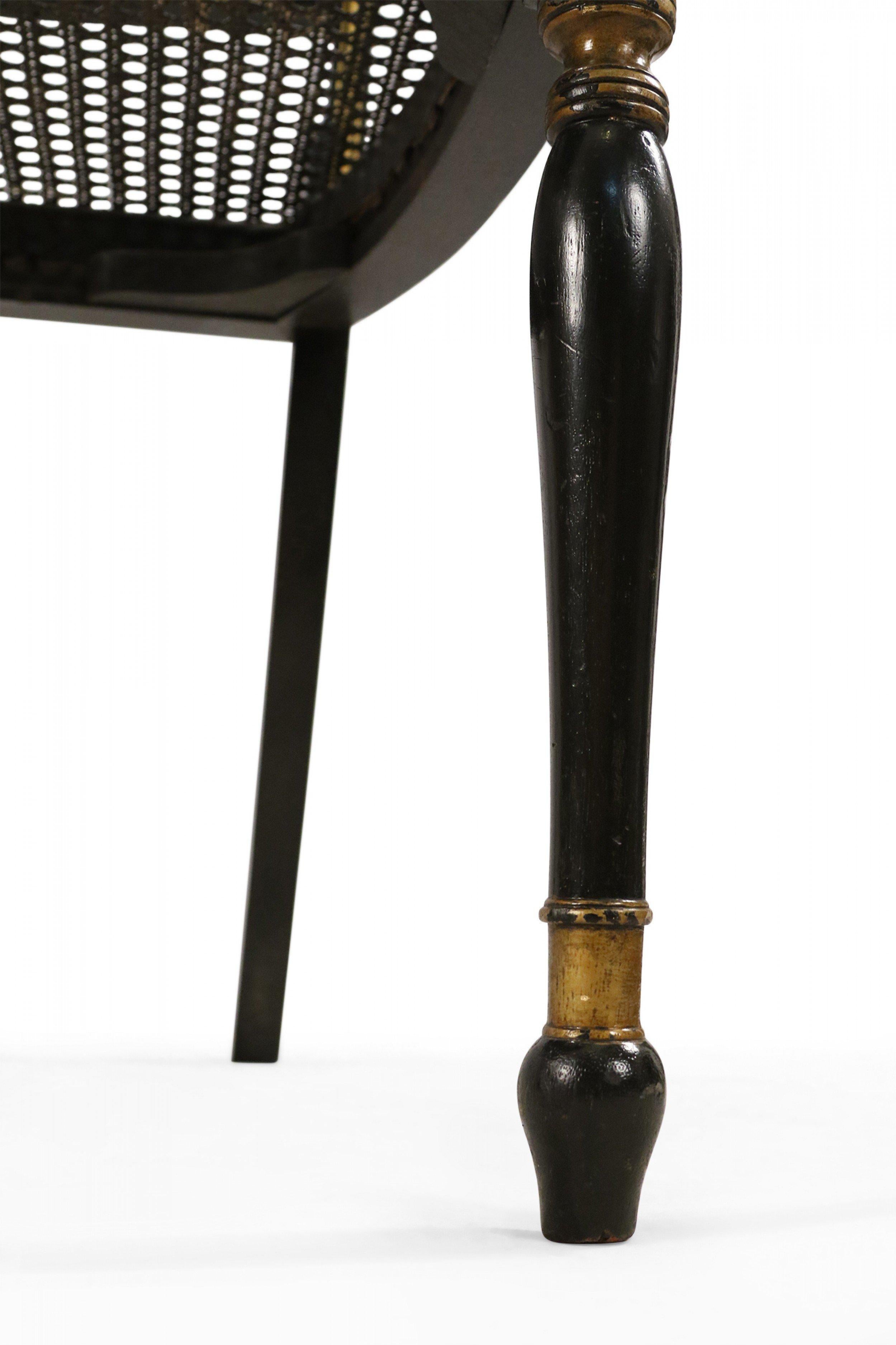 English Regency Style Black and Gold Painted Cane Seat Side Chair For Sale 9