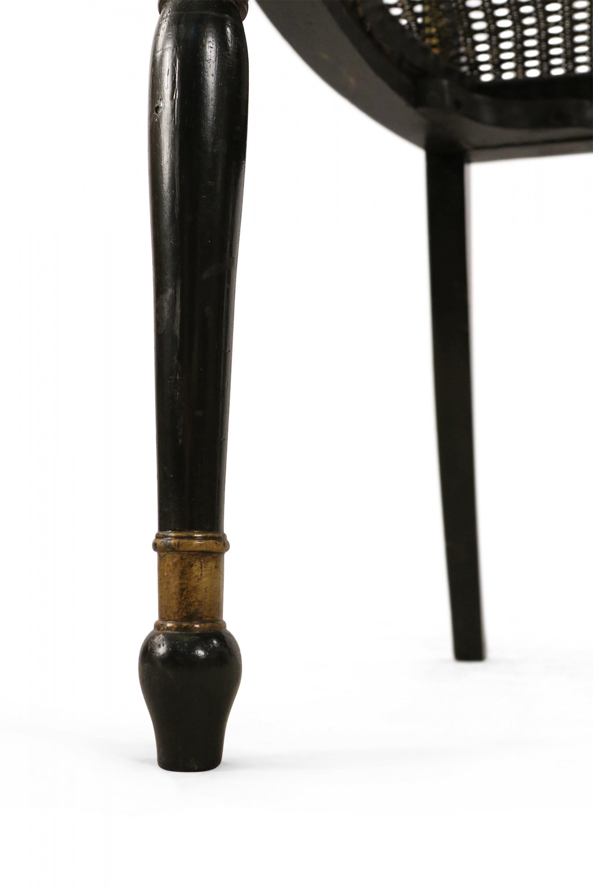 English Regency Style Black and Gold Painted Cane Seat Side Chair For Sale 11