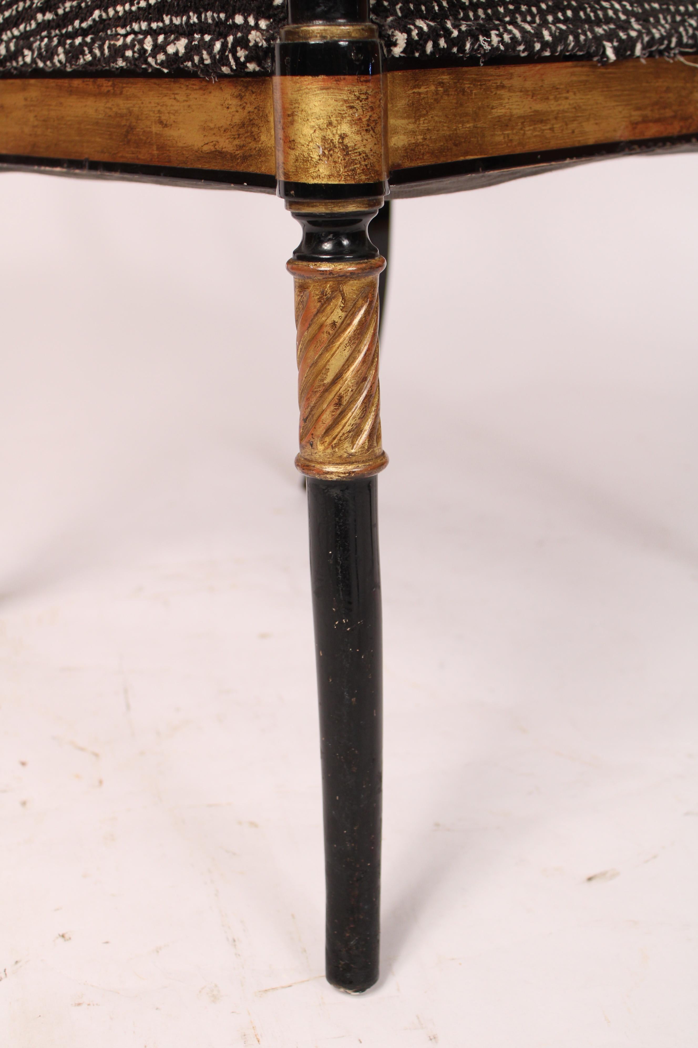 English Regency Style Black Lacquer and Gilt Decorated Armhair For Sale 2