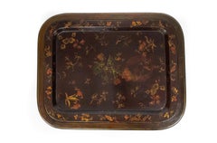 English Regency Style Brown Lacquered Tray Top Coffee Table
