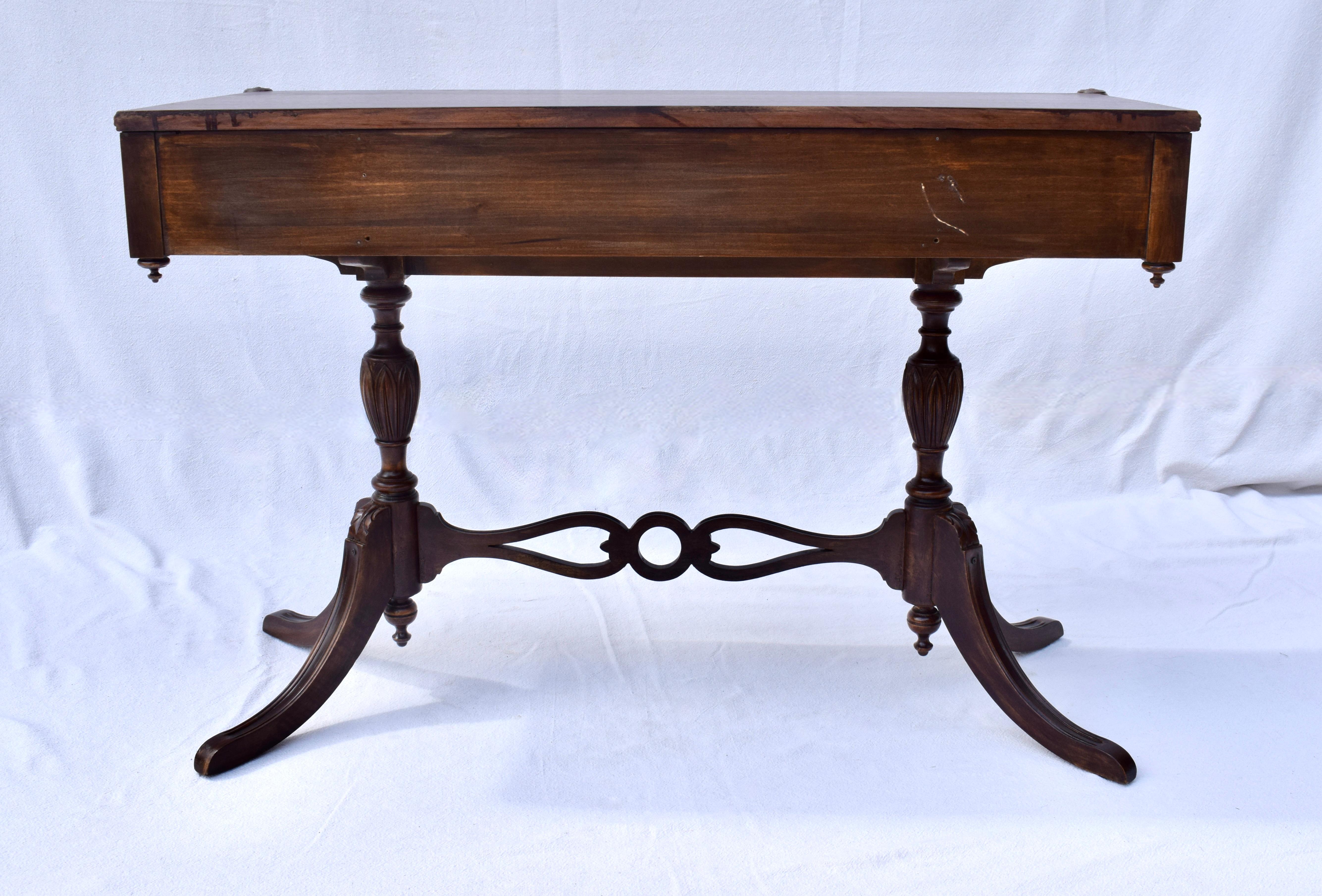 English Regency Style Burl- Wood Library Console Table For Sale 6
