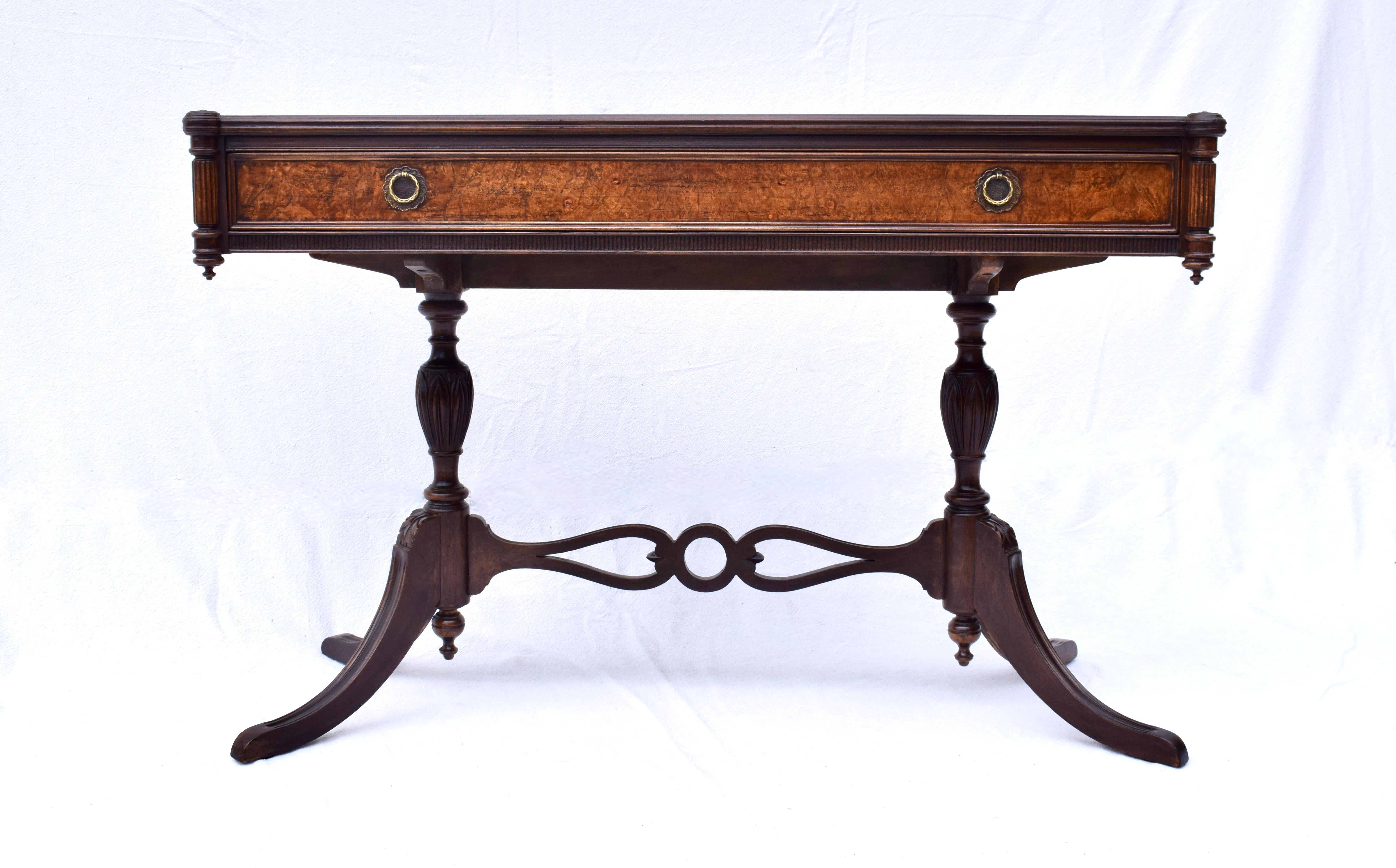 English Regency Style Burl- Wood Library Console Table For Sale 7