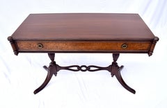 English Regency Style Burl- Wood Library Console Table