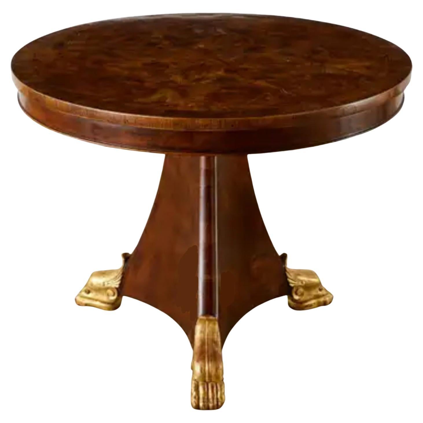 English Regency Style Burton-Ching Burl Walnut & Giltwood Center Table