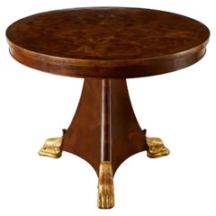 English Regency Style Burton-Ching Burl Walnut & Giltwood Center Table