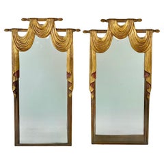 English Regency Style Carved Gilt Swag Mirrors, A Pair