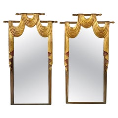 English Regency Style Carved Gilt Swag Mirrors, A Pair