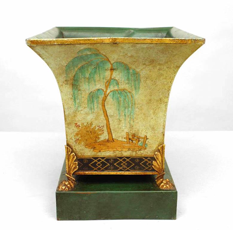 Hand-Painted English Regency Chinoiserie Pot For Sale