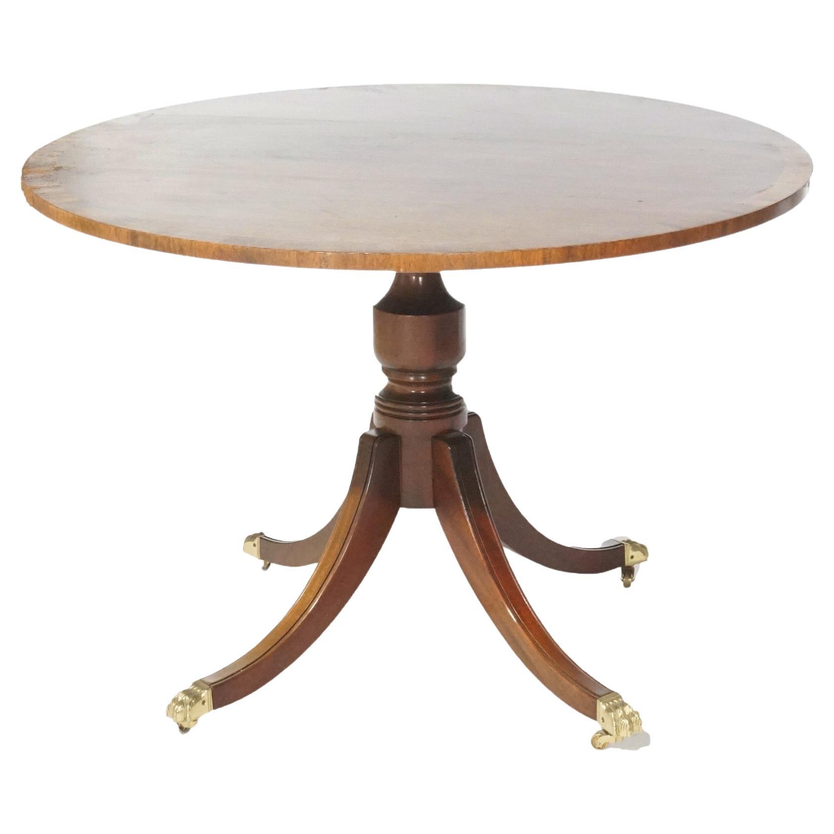 English Regency Style Century House Mahogany Banded Center Table, 20th Century For Sale