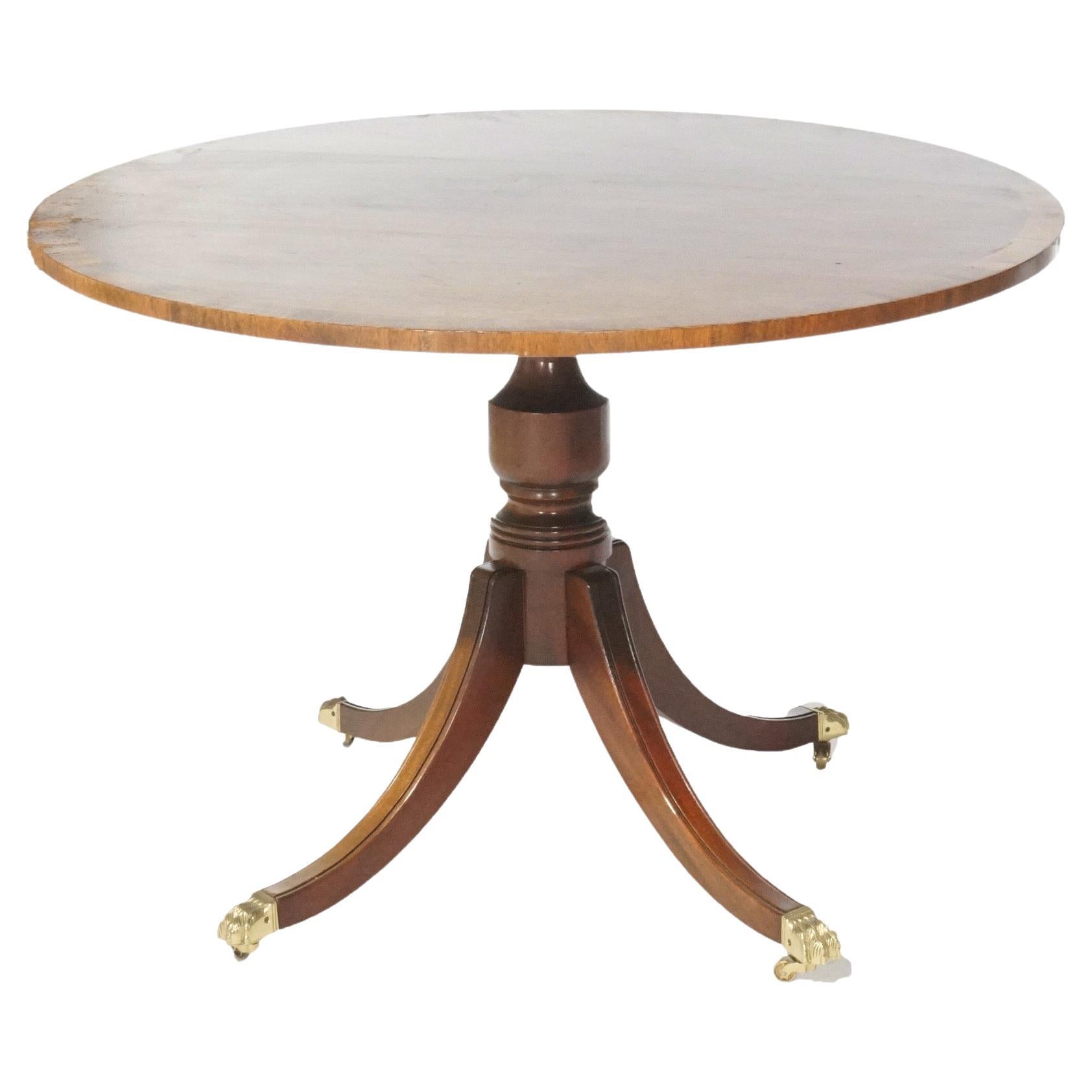English Regency Style Century House Mahogany Banded Center Table, 20th Century