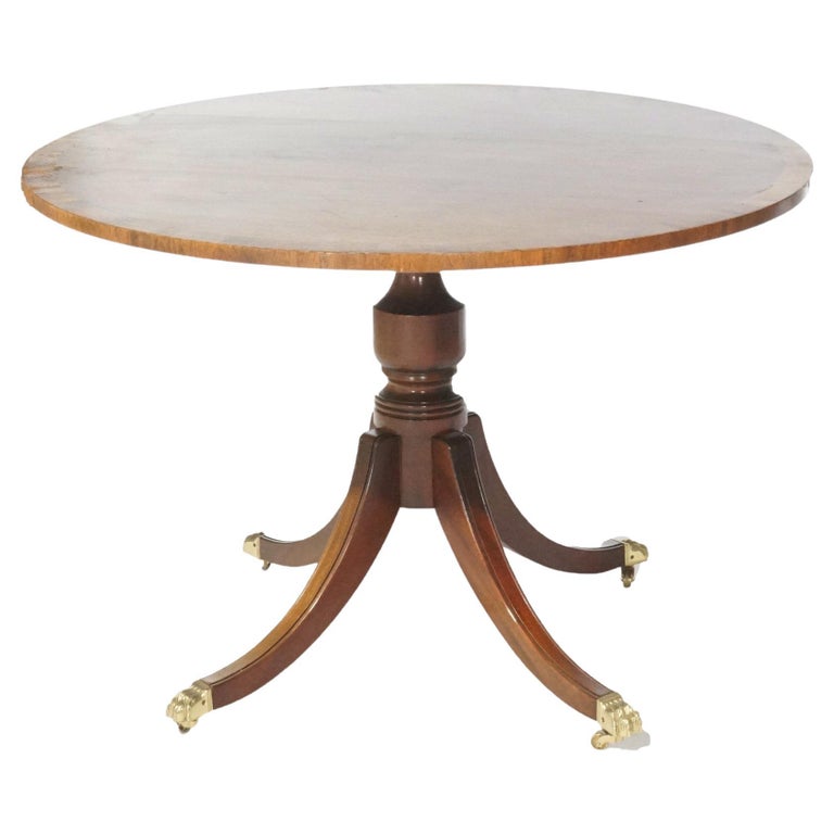 English Regency Style Century House Mahogany Banded Center Table, 20th ...