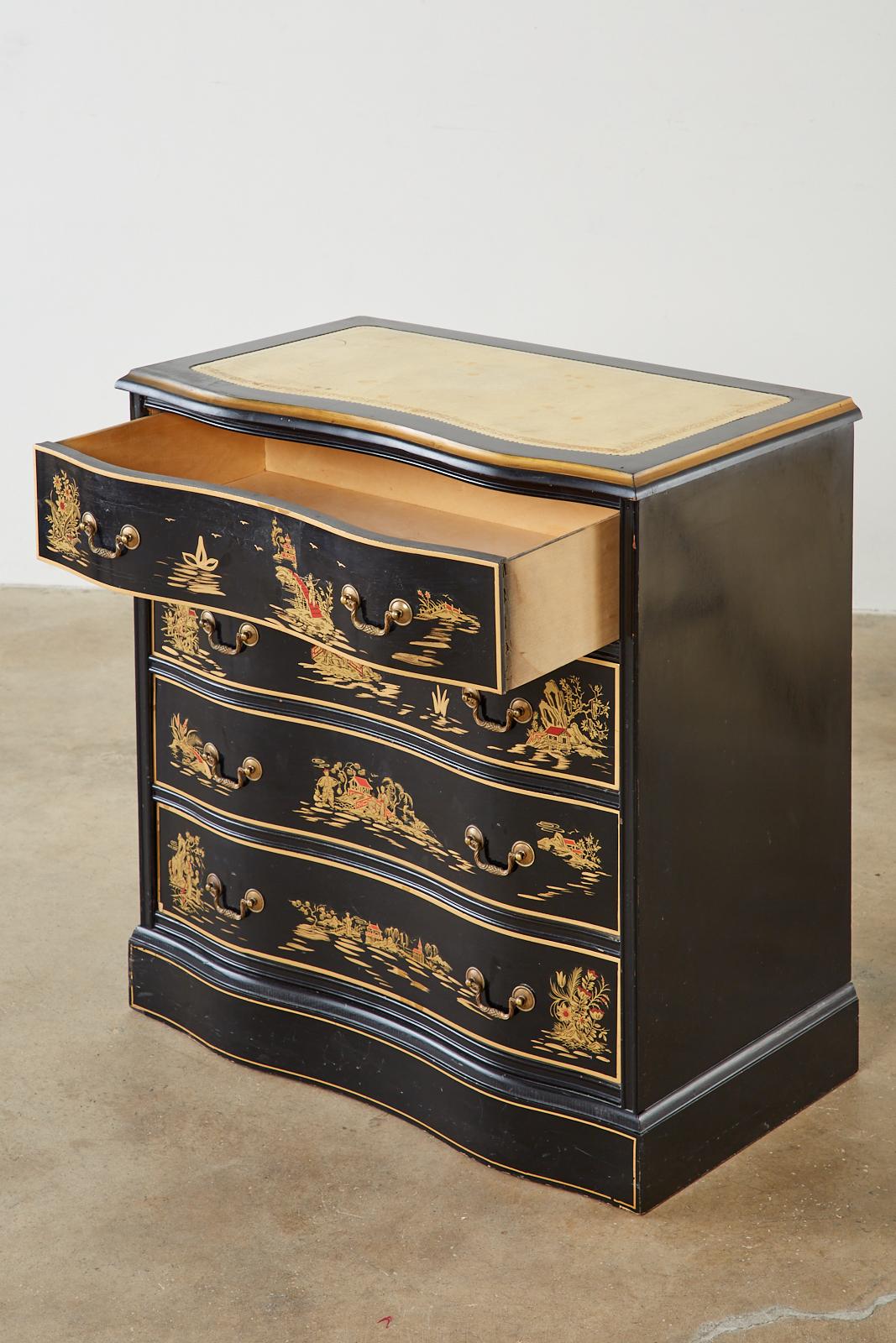 20th Century English Regency Style Chinoiserie Decorated Commode or Chest