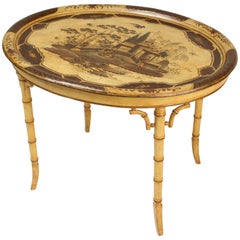 English Regency Style Chinoiserie Decorated Paper Mache Tray Table