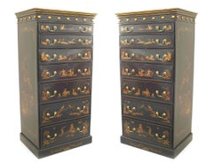 Pair of English Regency Black Lacquered Chests