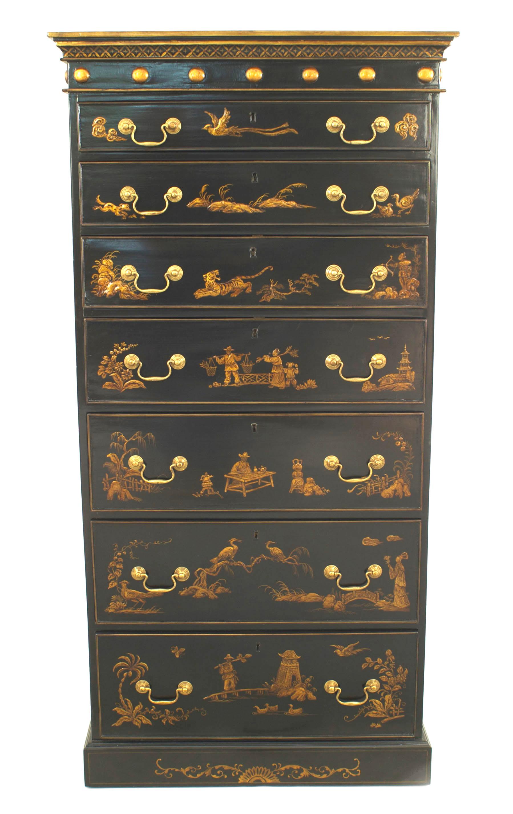 English Regency Style Chinoiserie Lacquered Chests of Drawers In Good Condition In New York, NY