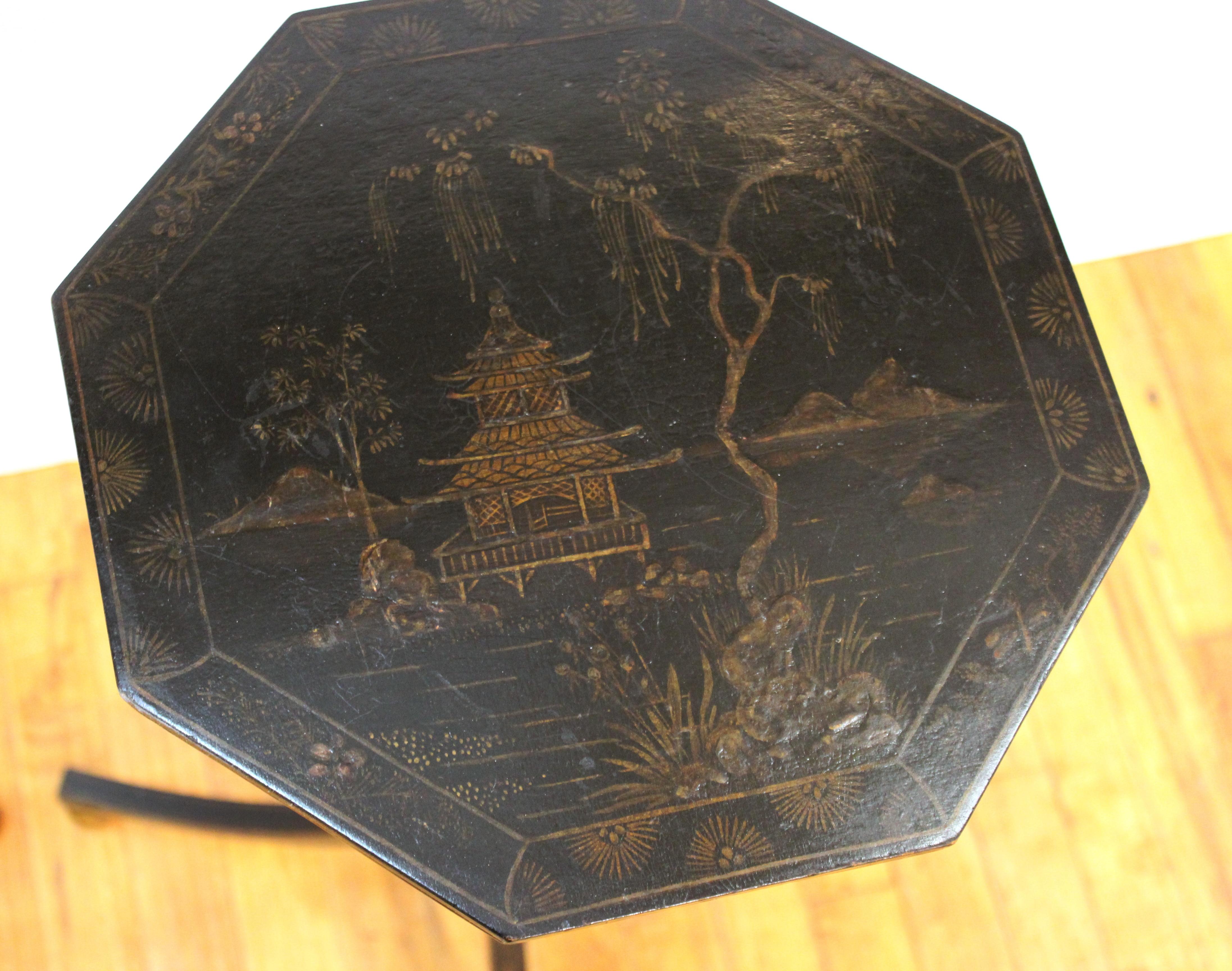 English Regency Style Chinoiserie Side Tables In Good Condition In Astoria, NY