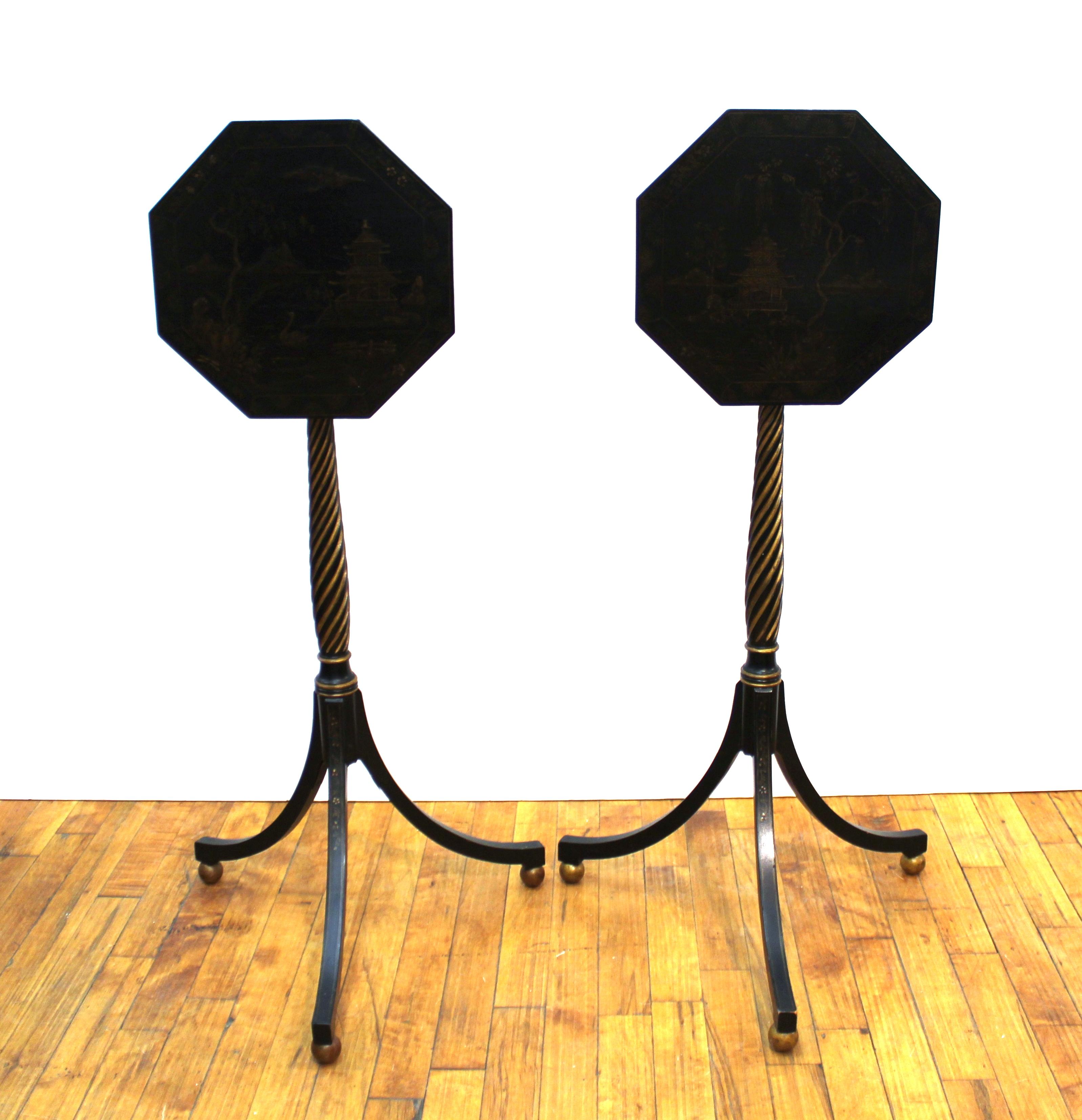 English Regency Style Chinoiserie Side Tables 2