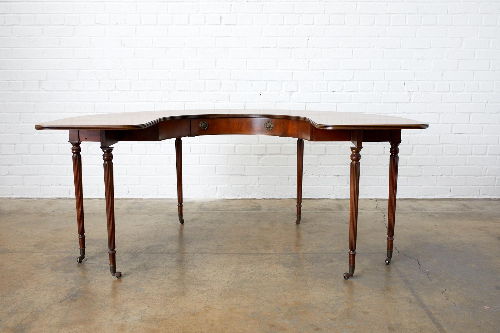 Hand-Crafted English Regency Style Drop-Leaf Hunt Table or Desk