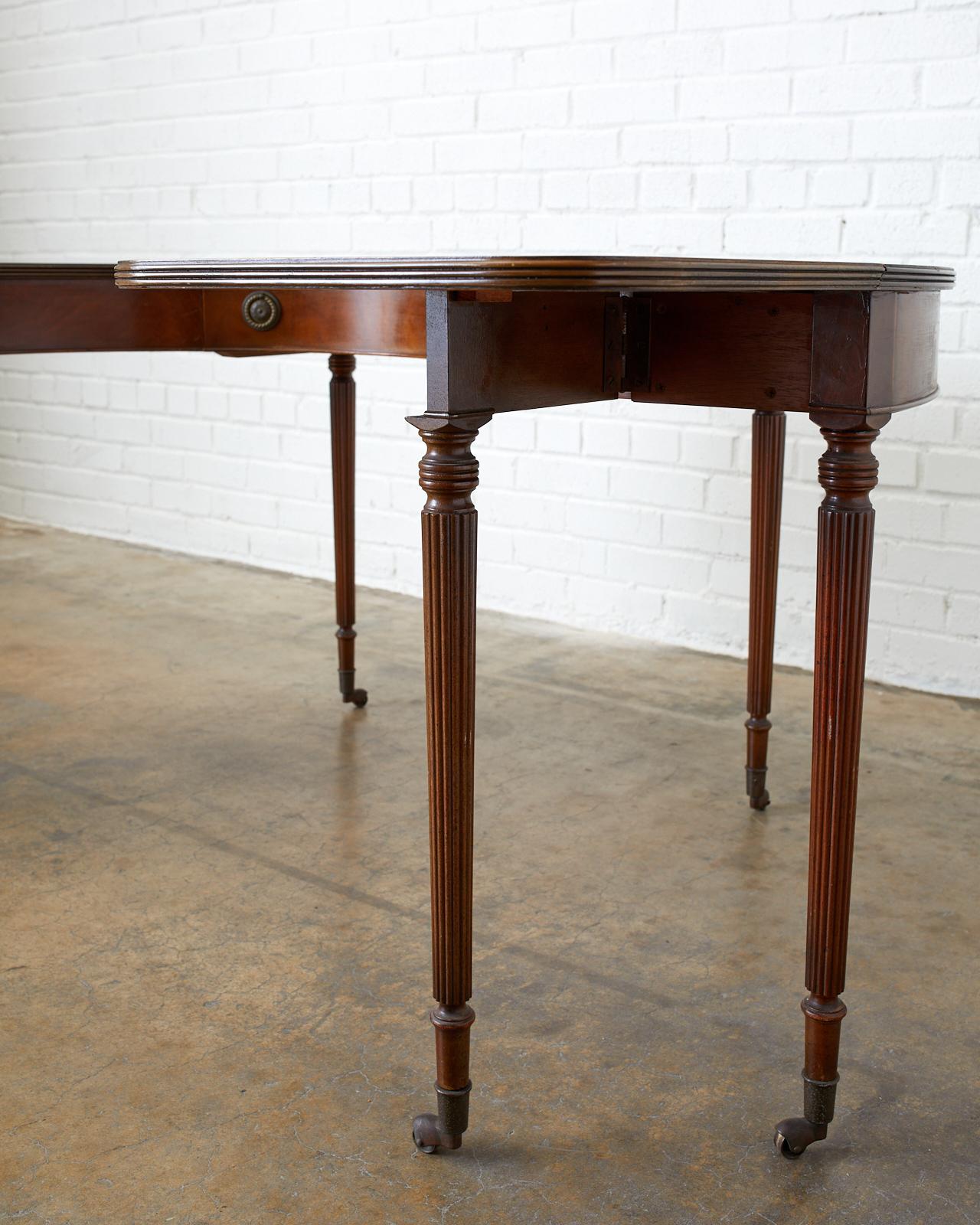 Brass English Regency Style Drop-Leaf Hunt Table or Desk