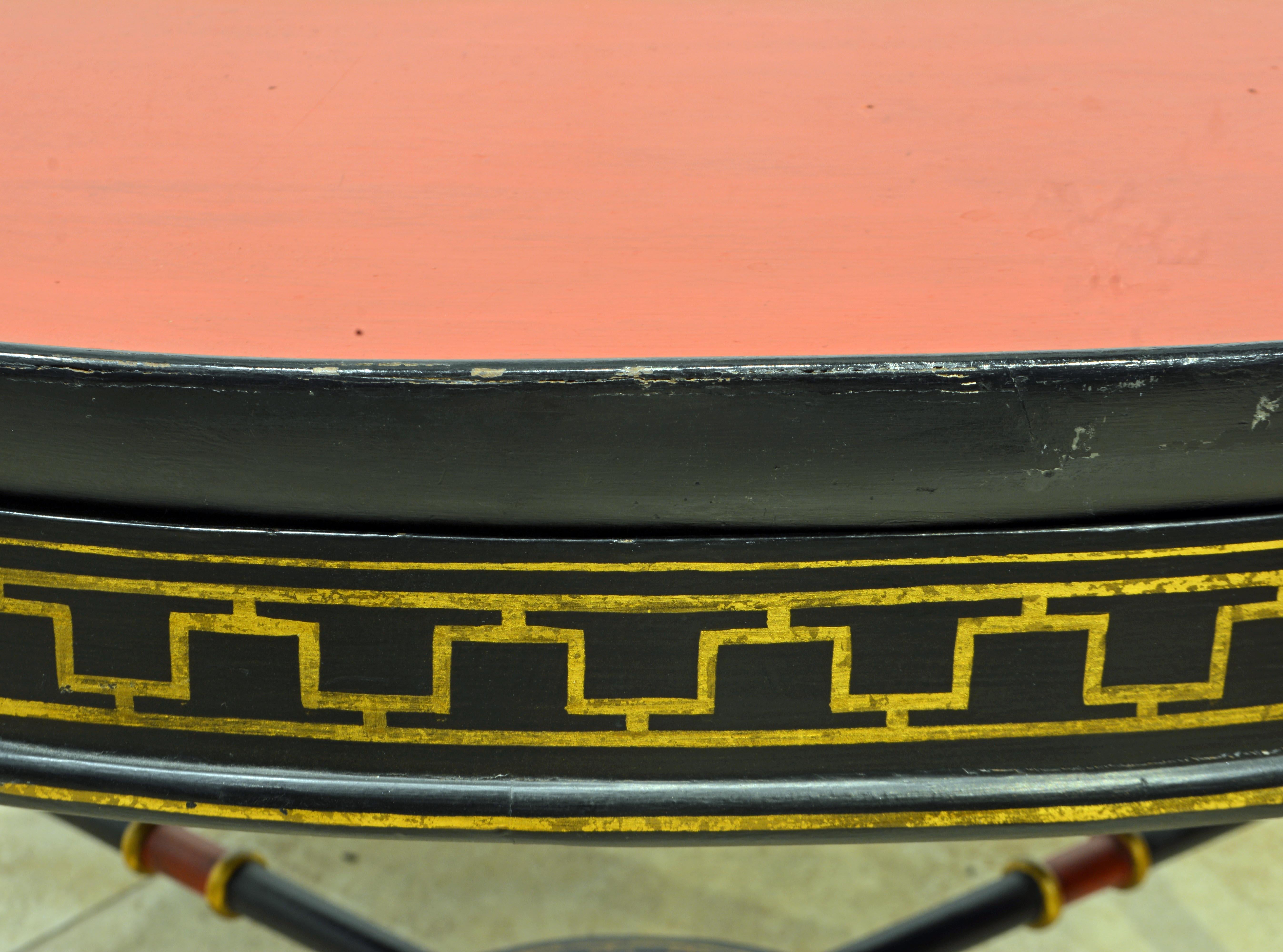English Regency Style Ebonized Oval Paper Mâché Bamboo Turned Tray Table, 19th C 2