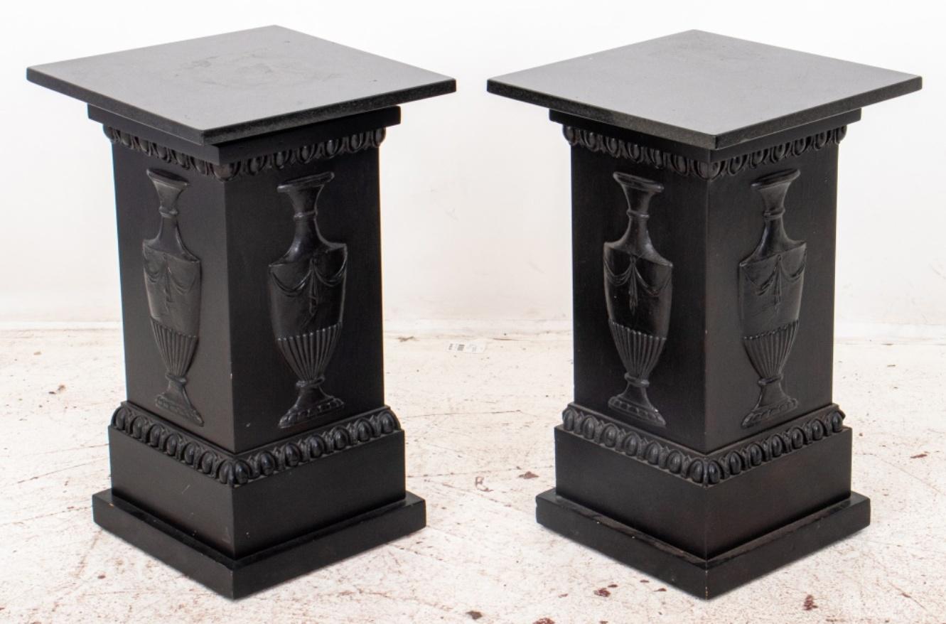 20th Century English Regency Style Ebonized Plinths, Two For Sale