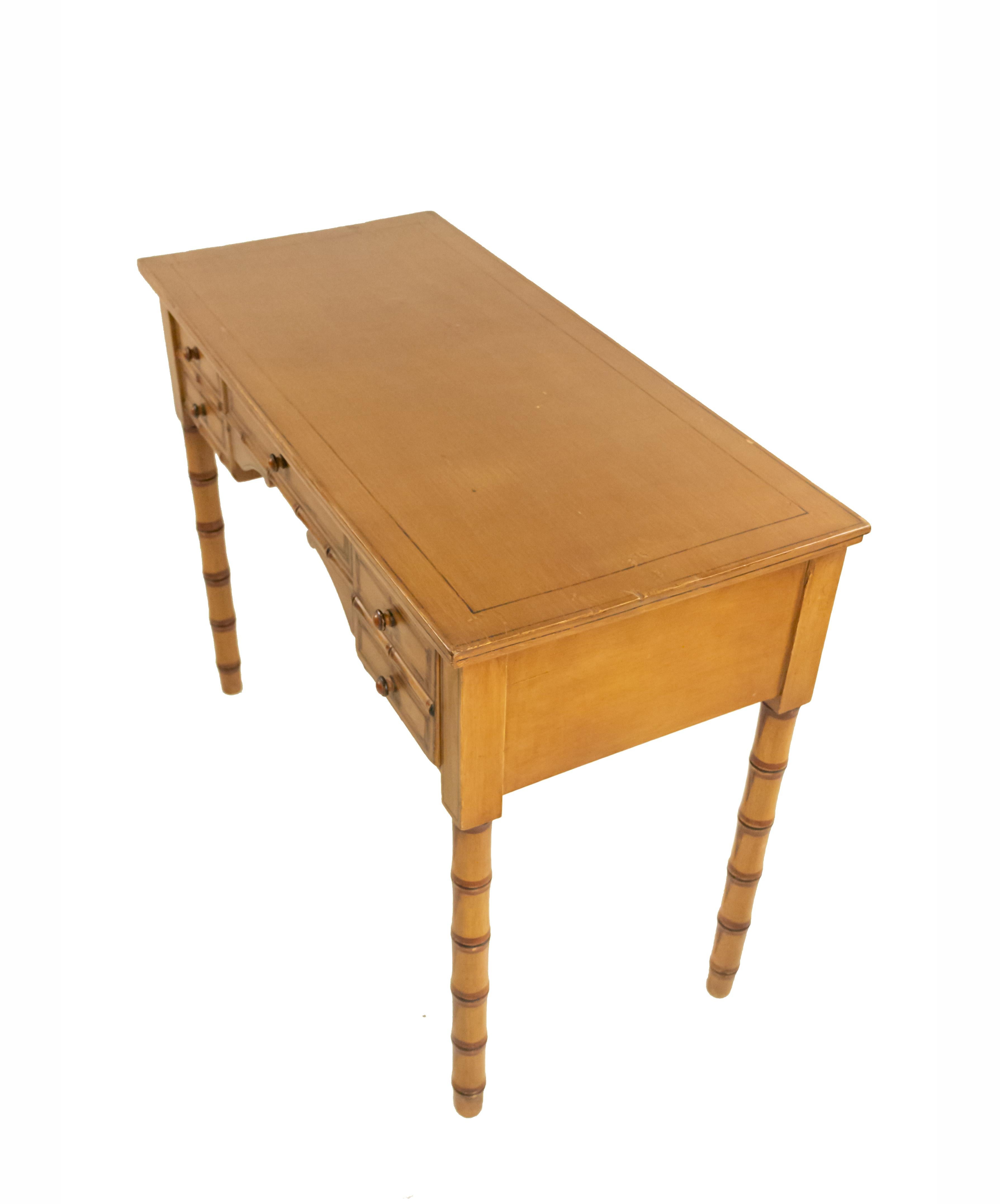 Painted English Regency Style Faux Bamboo Desk