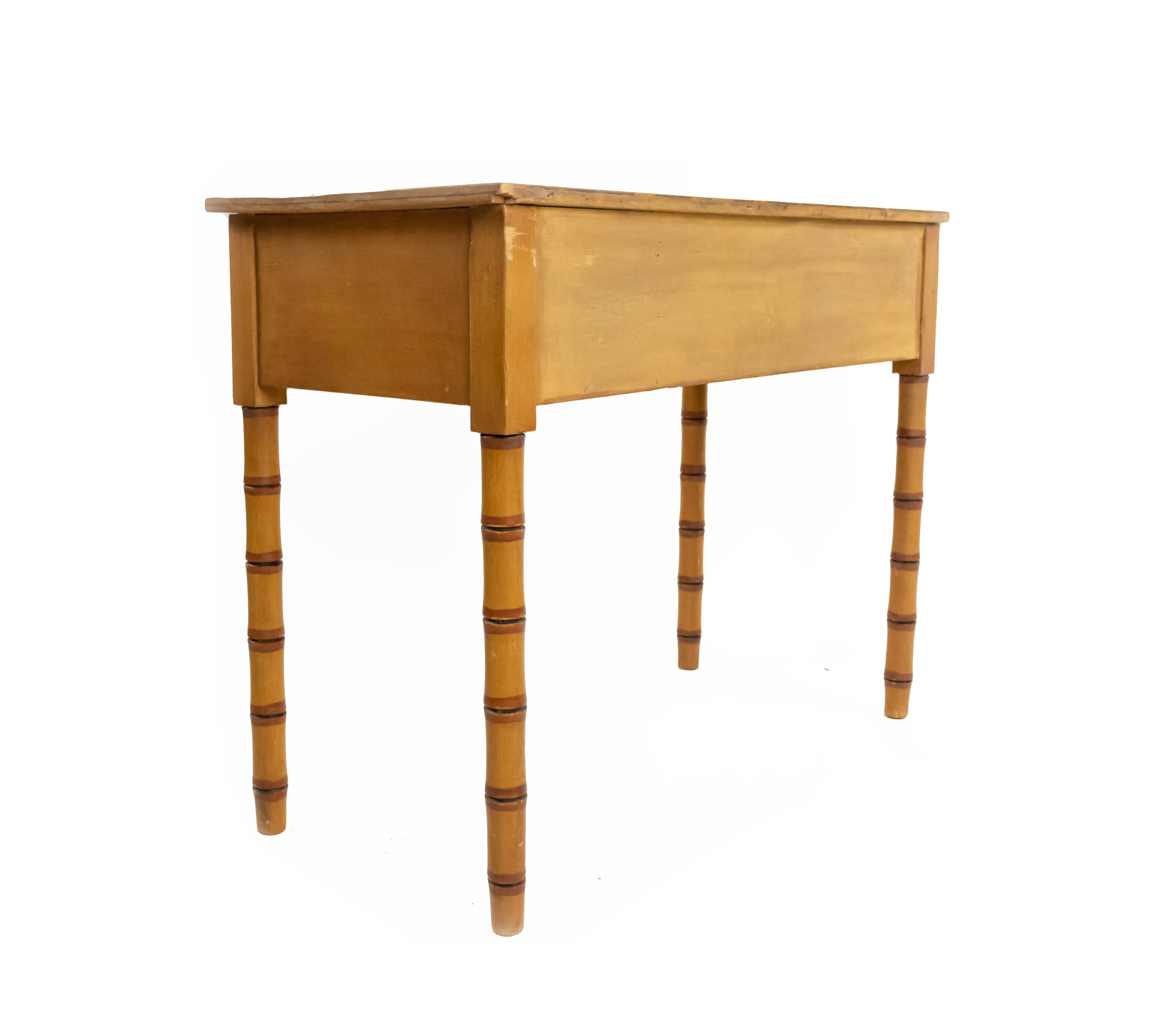 20th Century English Regency Style Faux Bamboo Desk