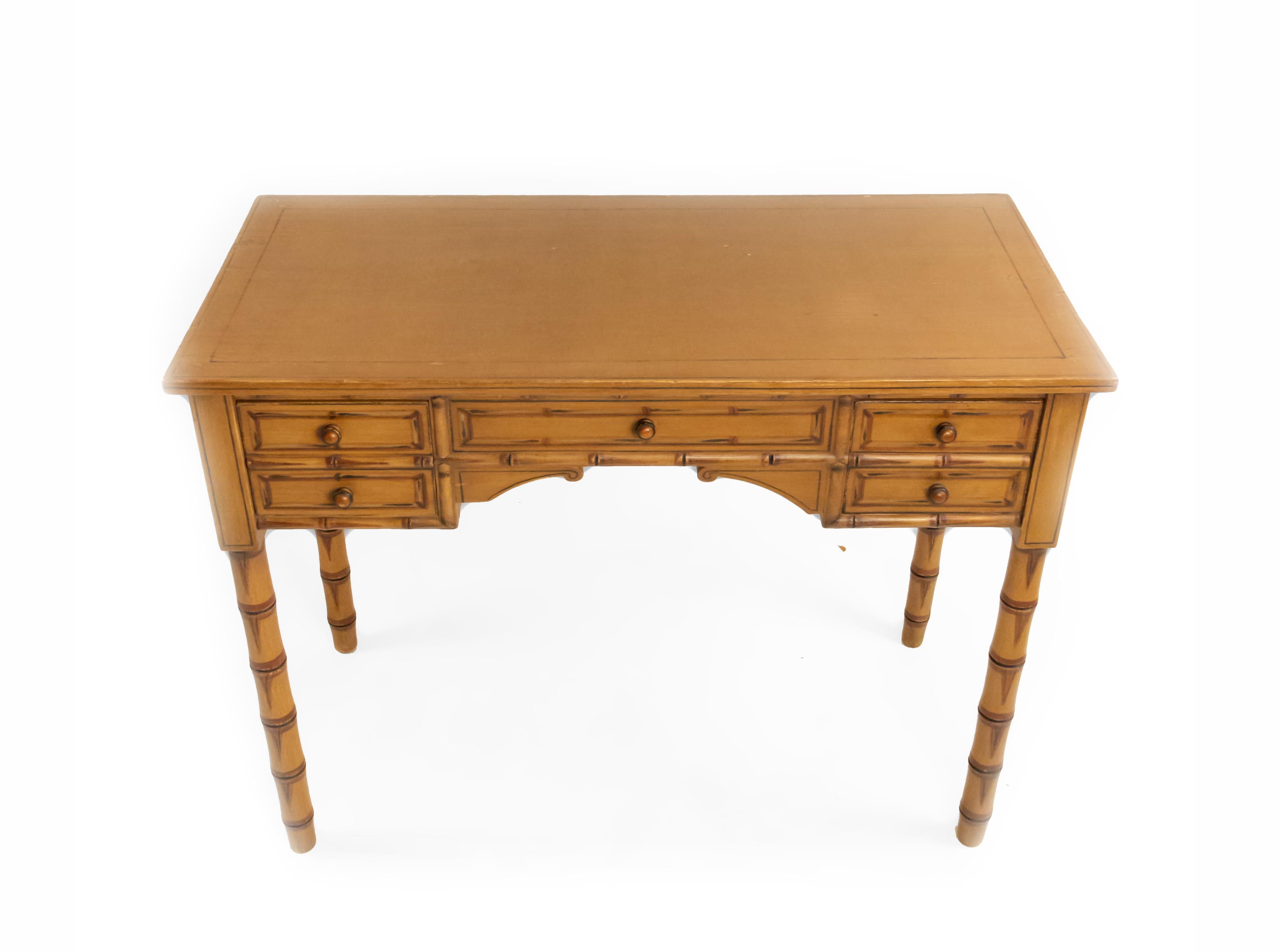 English Regency Style Faux Bamboo Desk 2