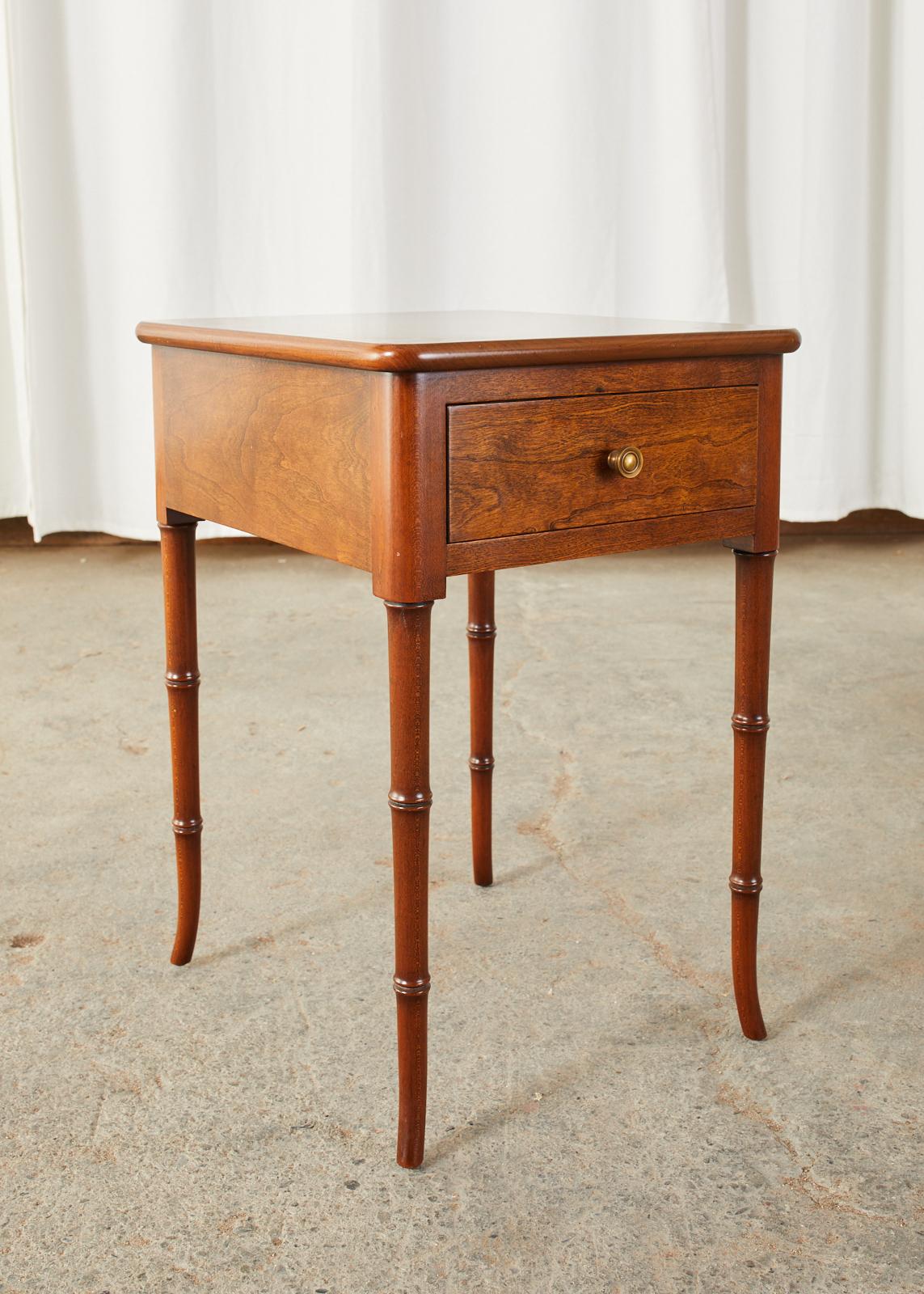Hand-Crafted English Regency Style Faux Bamboo Mahogany Drinks Table
