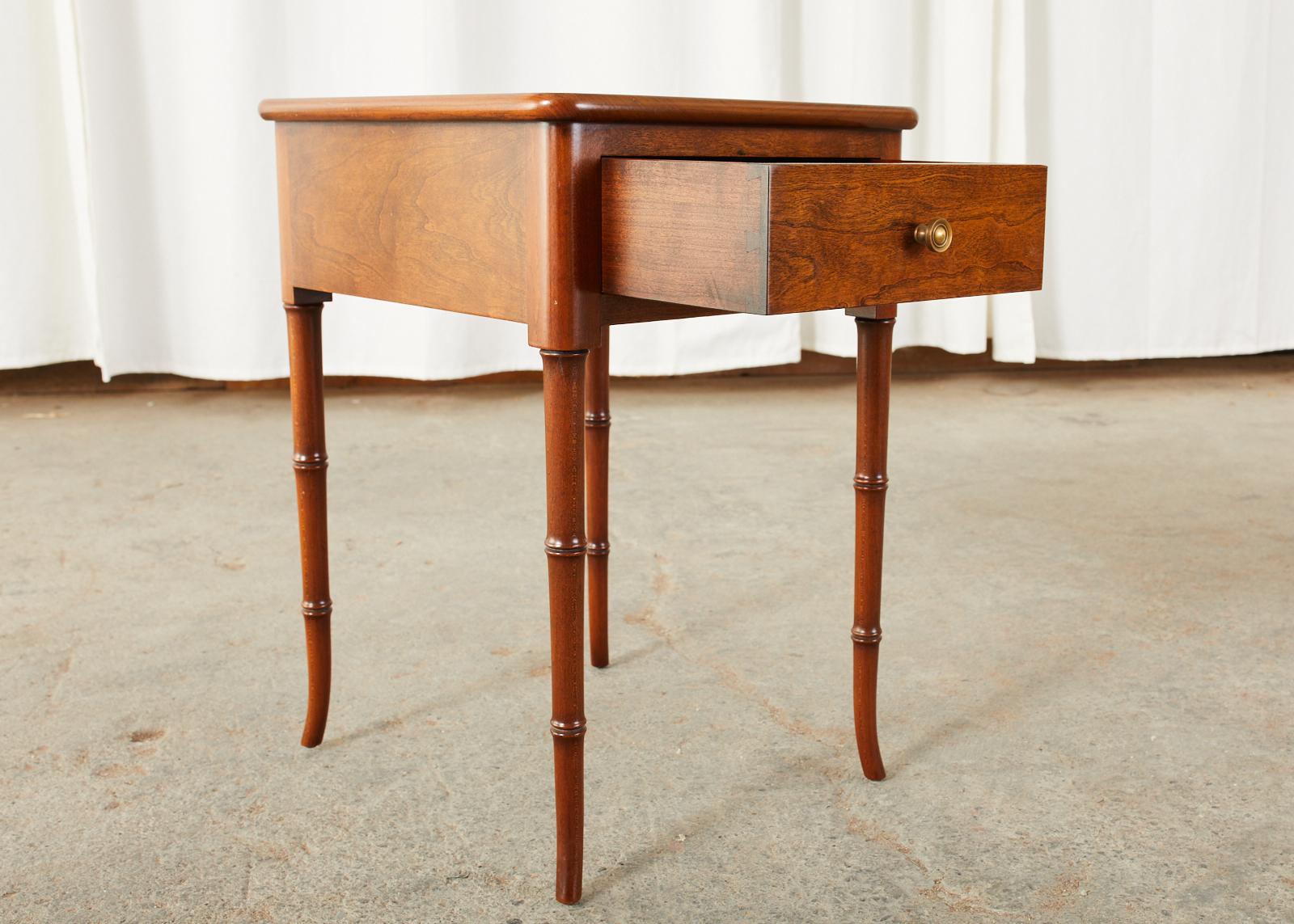 20th Century English Regency Style Faux Bamboo Mahogany Drinks Table