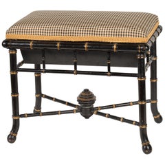 English Regency Style Faux Bamboo Paint and Parcel-Gilt Storage Bench