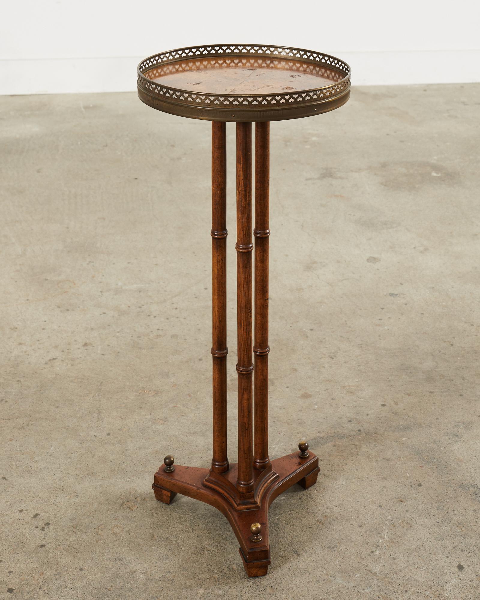 American English Regency Style Faux Bamboo Pedestal Drinks Table