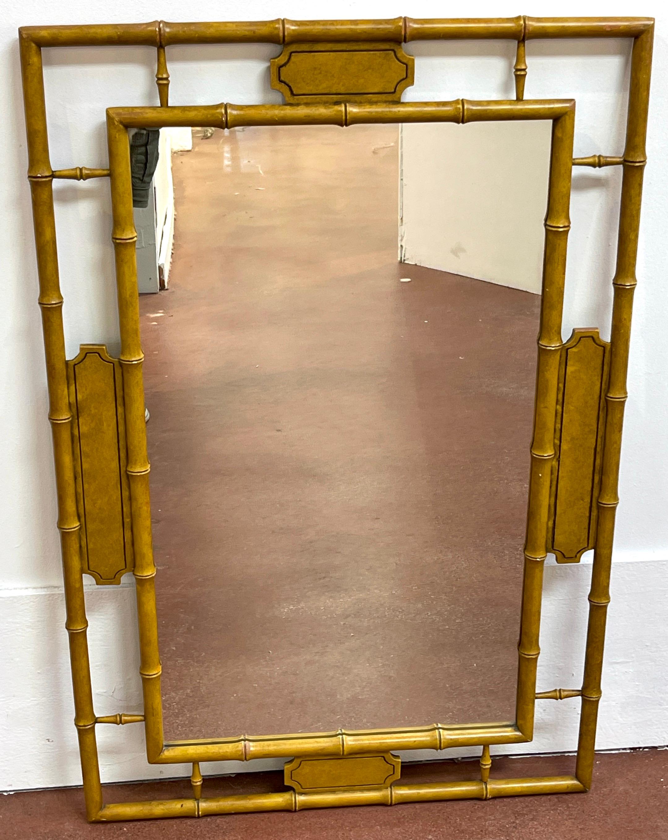 Englischer Regency-Stil Faux Bamboo Saddle Lacquer Spiegel  (Polychromiert) im Angebot