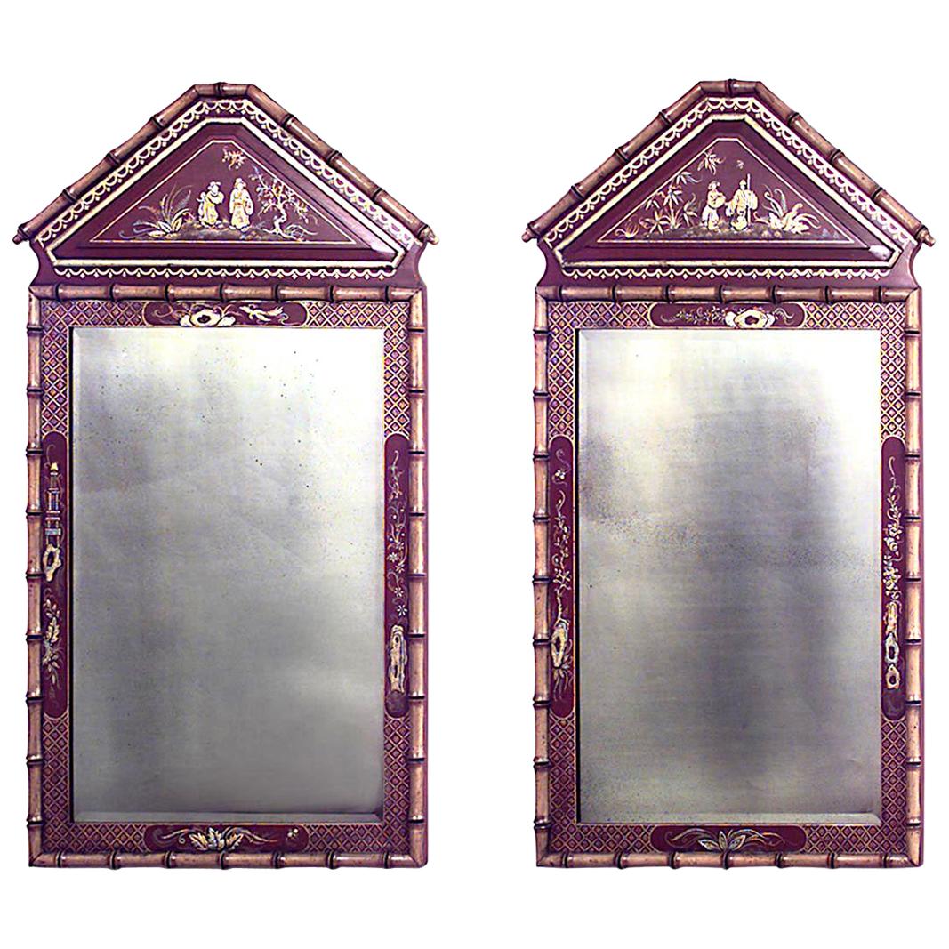 English Regency Style Faux Bamboo Wall Mirror For Sale