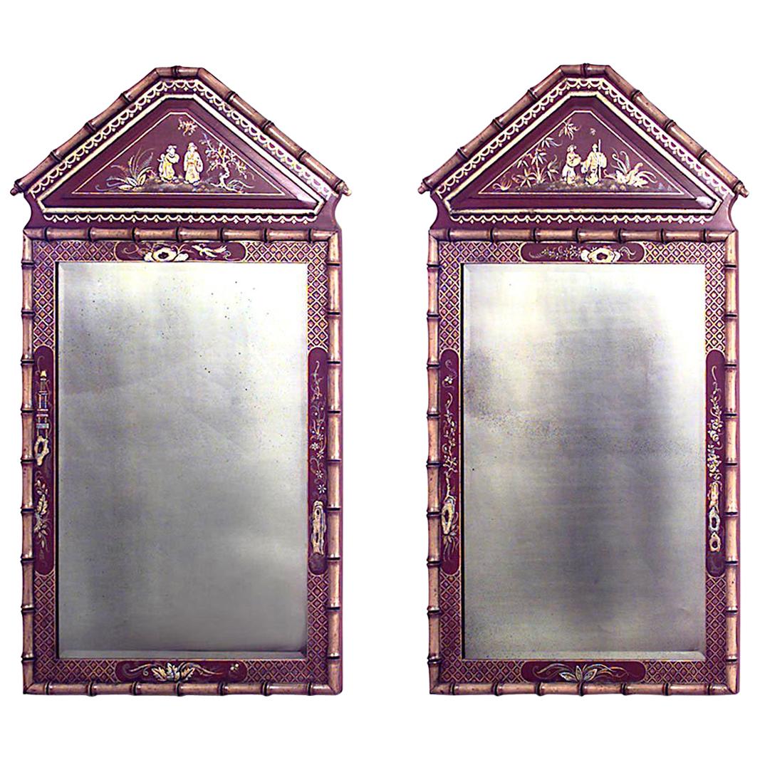 English Regency Style Faux Bamboo Wall Mirror