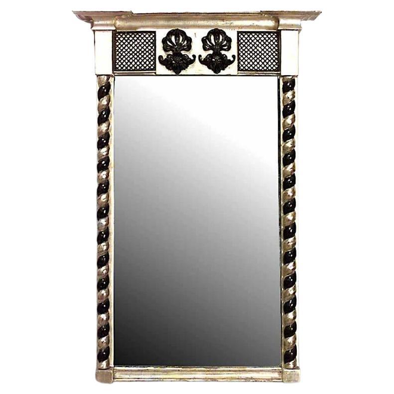 English Regency Style Gilt and Black Lacquered Wall Mirror For Sale